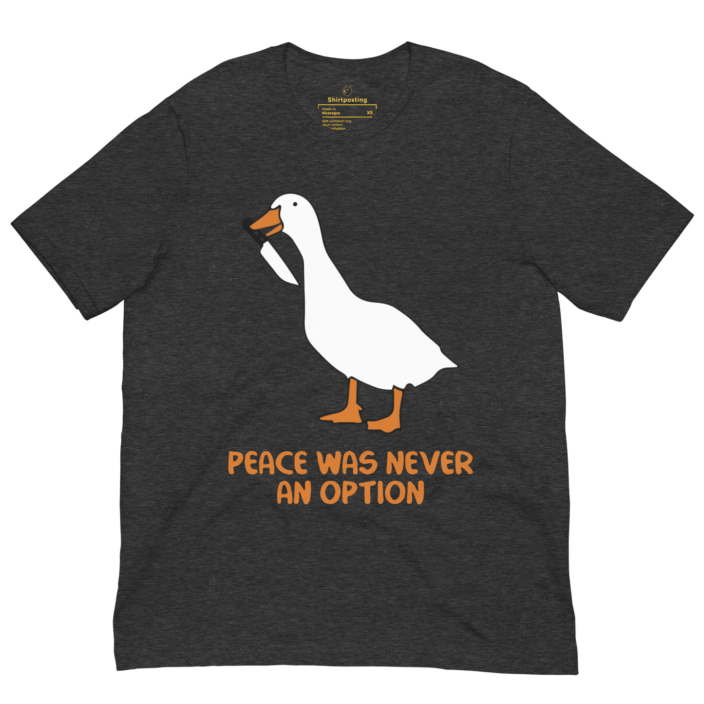 Peace Was Never An Option Classic T-Shirt Meme - Dark Grey Heather | Shirtposting
