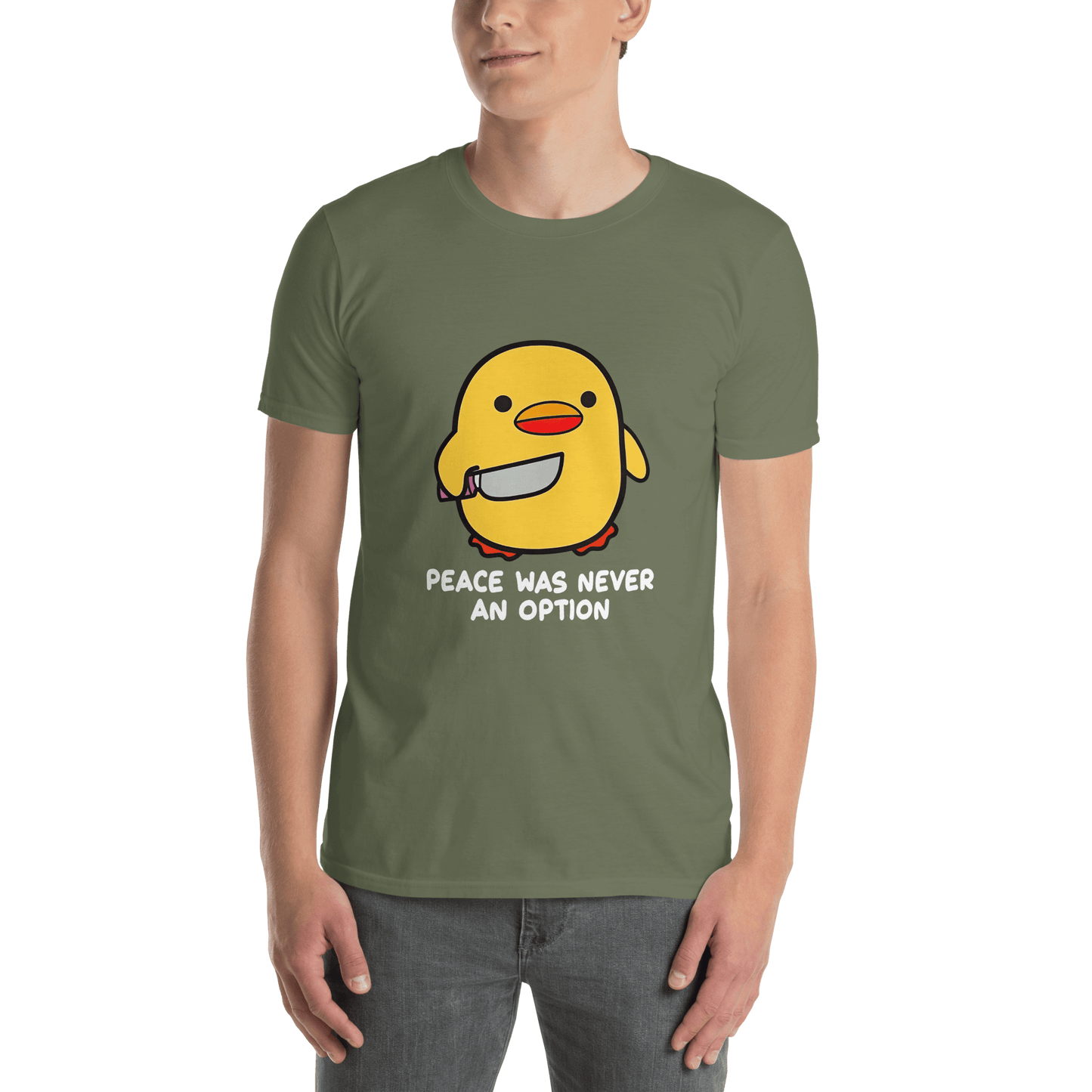 Peace Was Never An Option Classic T-Shirt Meme - Dark Heather Grey | Shirtposting