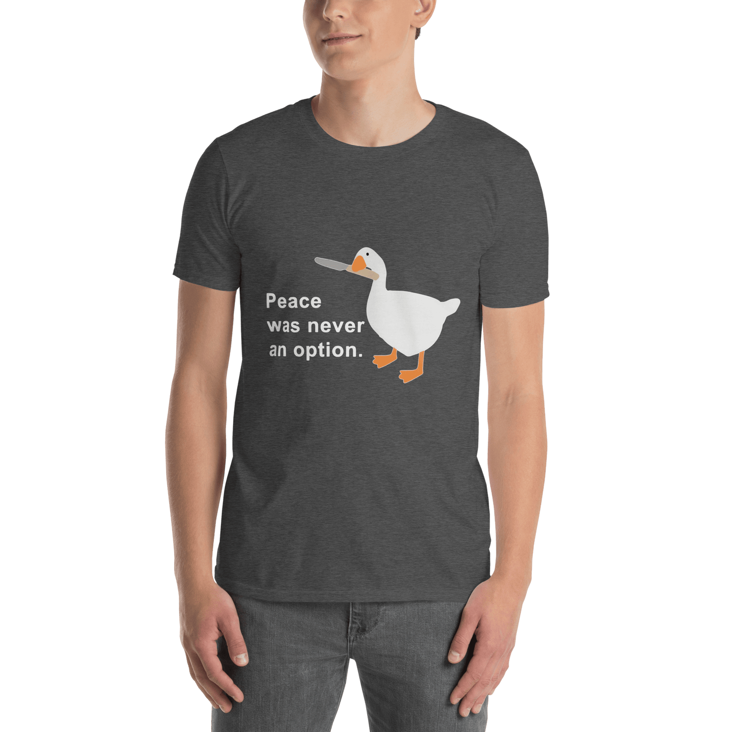 Peace Was Never An Option Classic T-Shirt Meme - Dark Heather Grey | Shirtposting