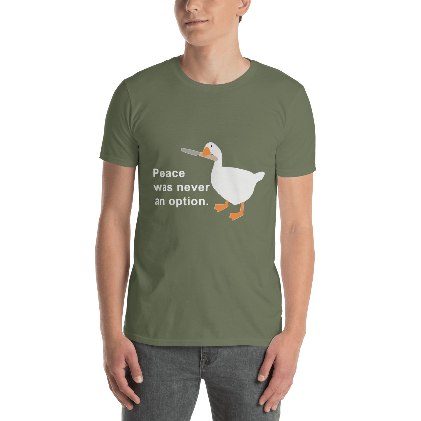 Peace Was Never An Option Classic T-Shirt Meme - Dark Heather Grey | Shirtposting