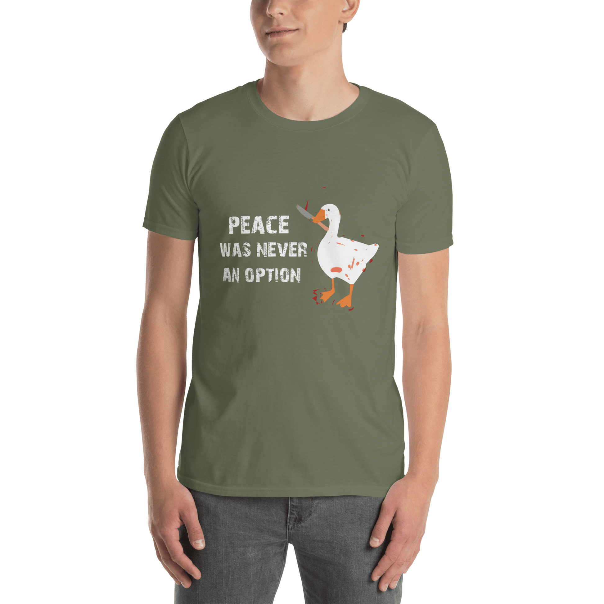 Peace Was Never An Option Classic T-Shirt Meme - Dark Heather Grey | Shirtposting