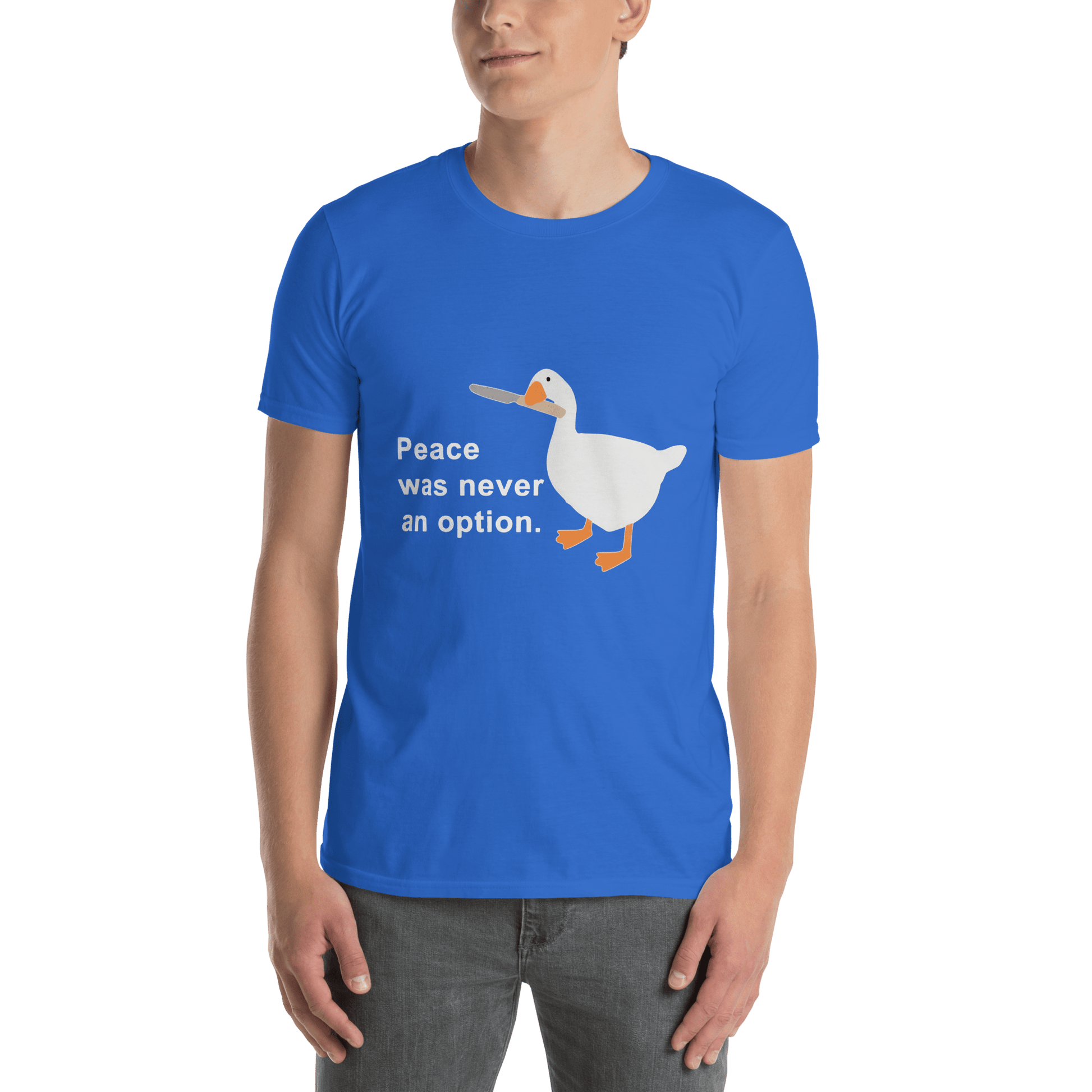 Peace Was Never An Option Classic T-Shirt Meme - Dark Heather Grey | Shirtposting