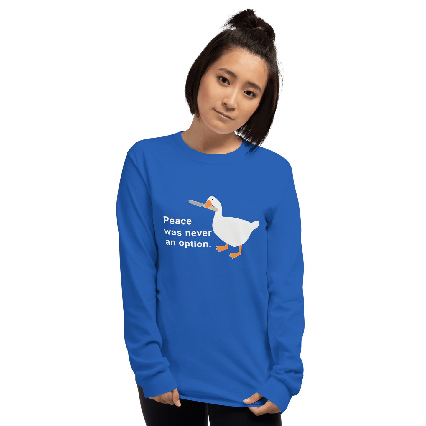 Peace Was Never An Option Long Sleeve T-Shirt Meme - Royal | Shirtposting
