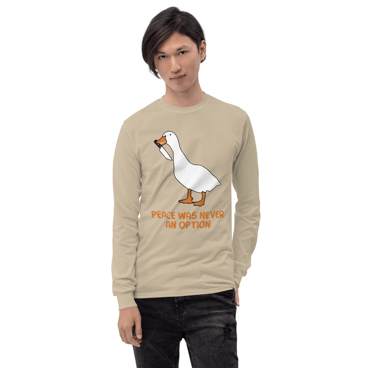 Peace Was Never An Option Long Sleeve T-Shirt Meme - Sand | Shirtposting