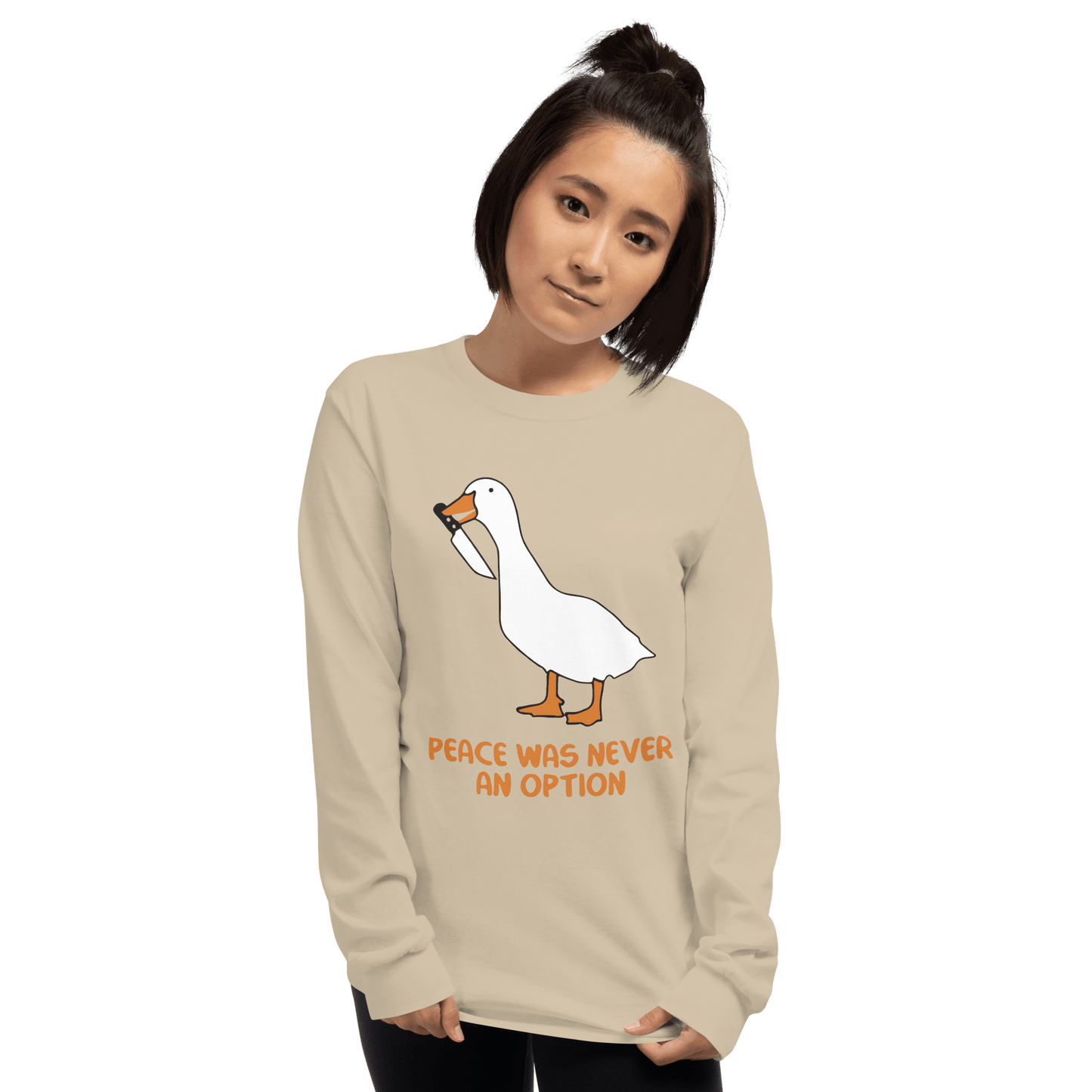 Peace Was Never An Option Long Sleeve T-Shirt Meme - Sand | Shirtposting
