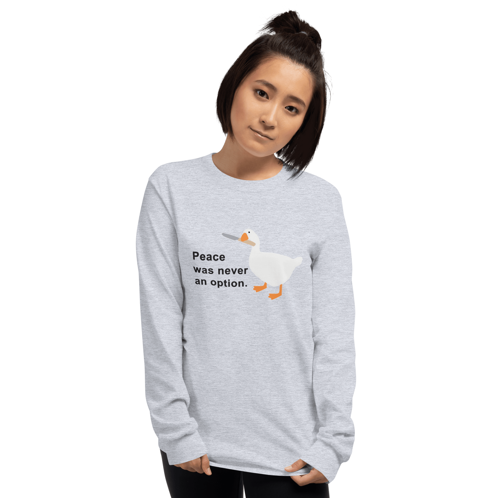 Peace Was Never An Option Long Sleeve T-Shirt Meme - Sport Grey | Shirtposting