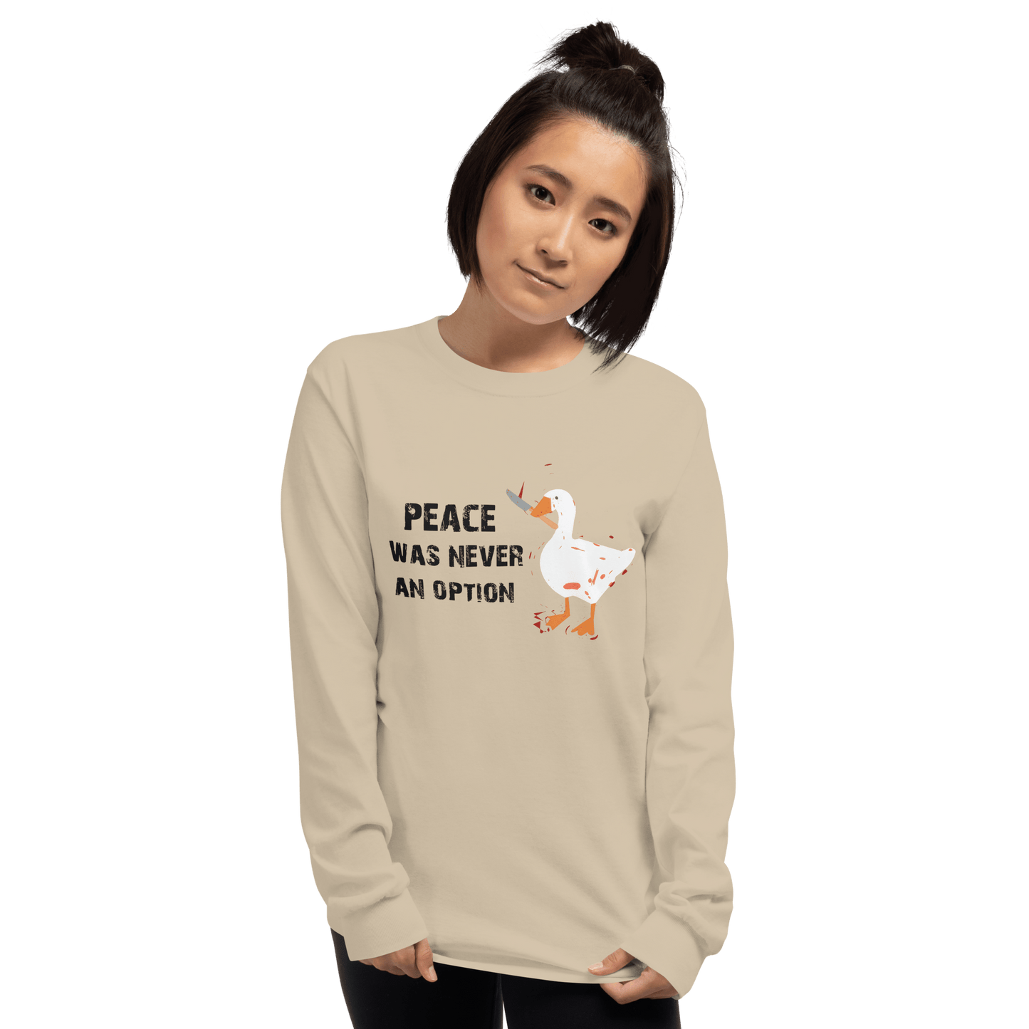 Peace Was Never An Option Long Sleeve T-Shirt Meme - White | Shirtposting
