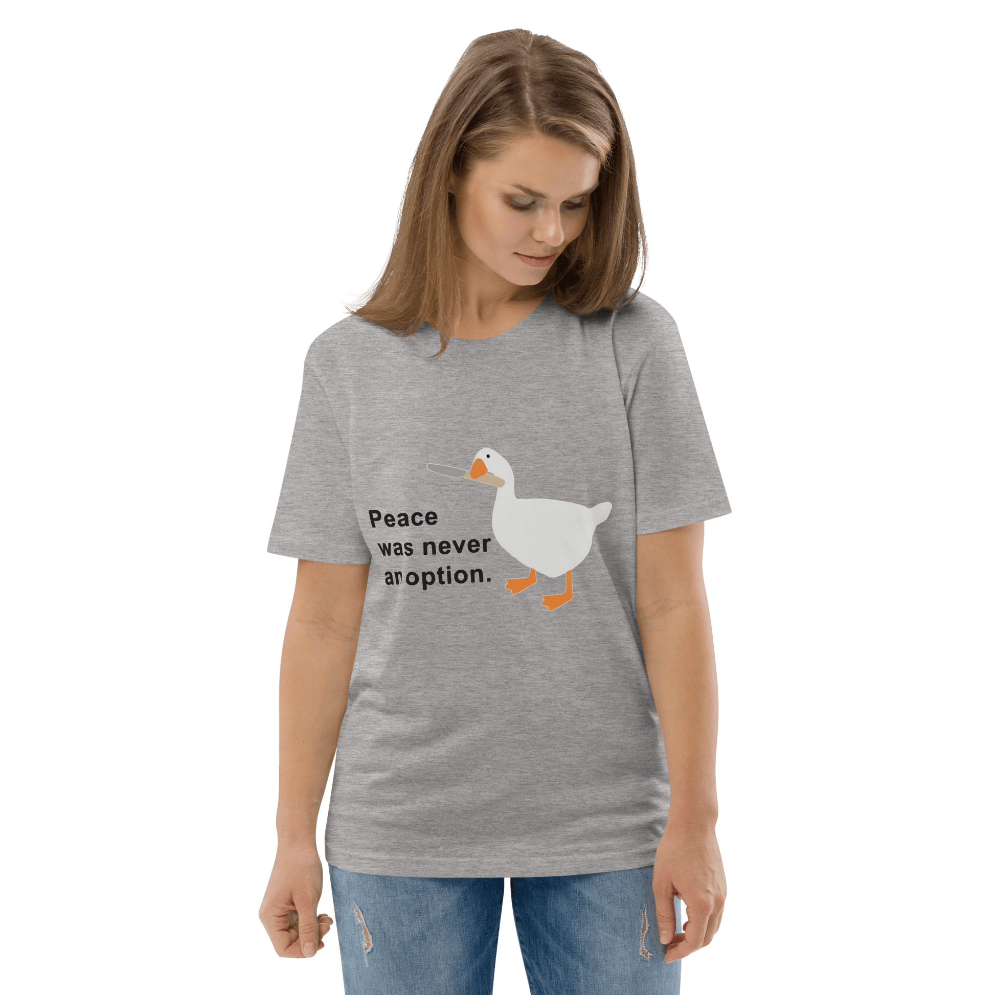 Peace Was Never An Option Premium Organic T-Shirt Meme - Cotton Pink | Shirtposting