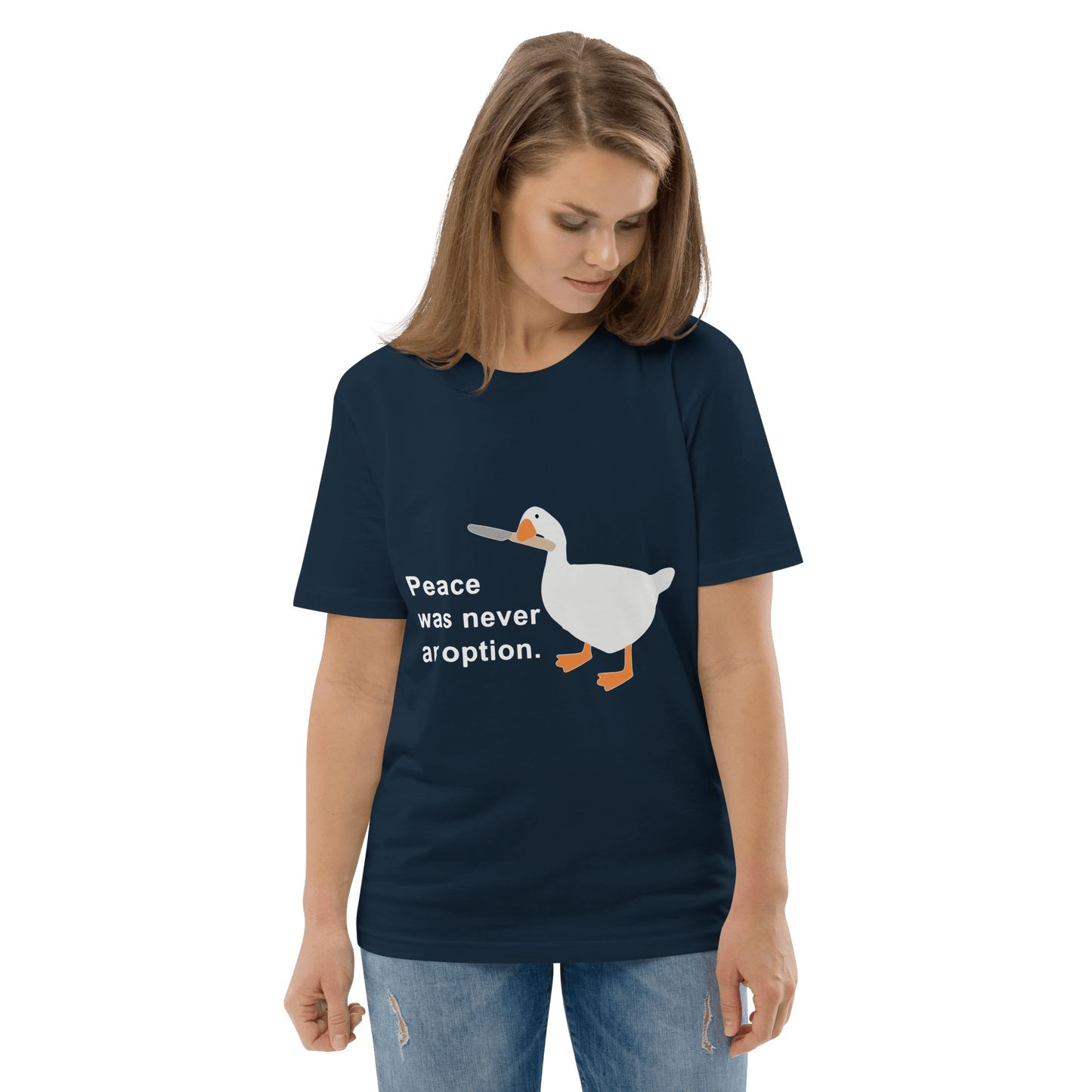 Peace Was Never An Option Premium Organic T-Shirt Meme - Cotton Pink | Shirtposting
