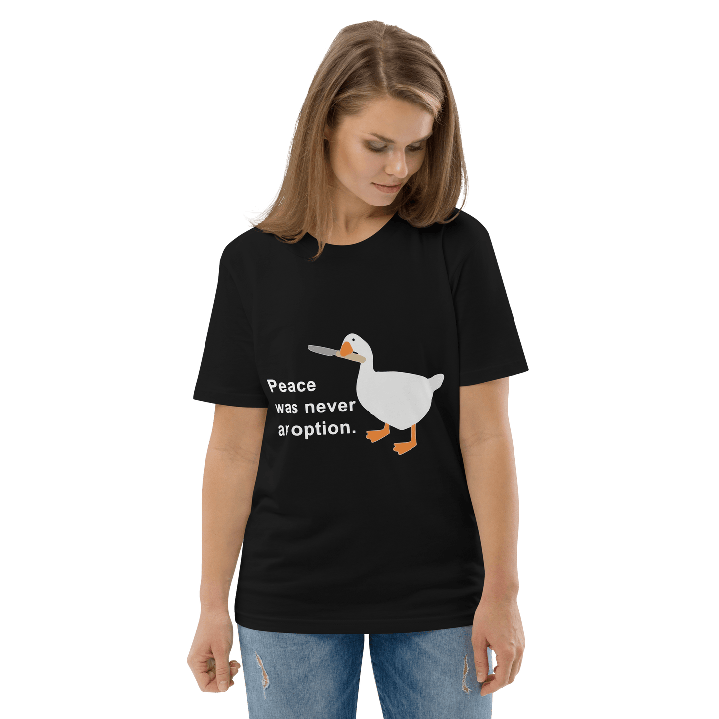 Peace Was Never An Option Premium Organic T-Shirt Meme - Cotton Pink | Shirtposting