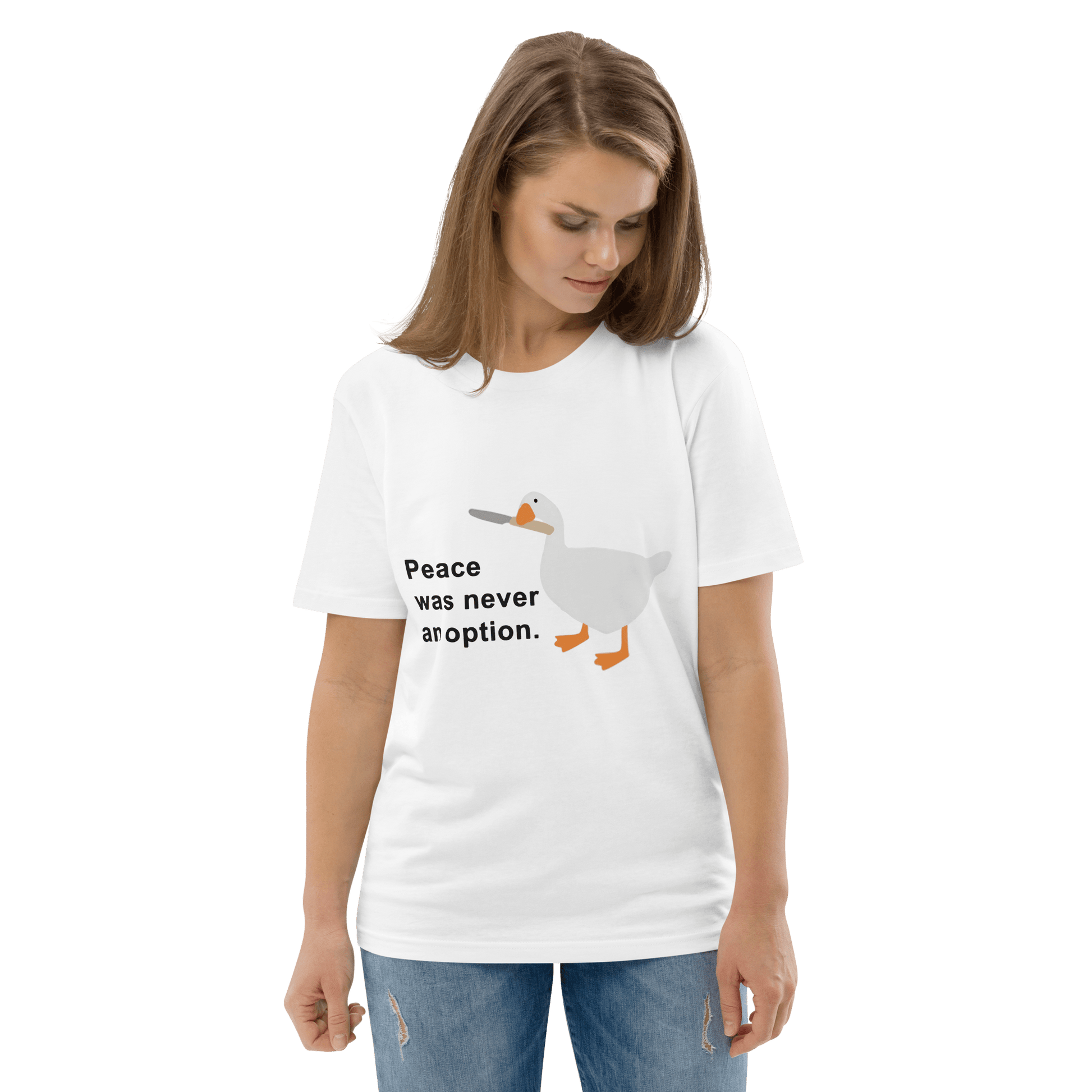 Peace Was Never An Option Premium Organic T-Shirt Meme - Cotton Pink | Shirtposting