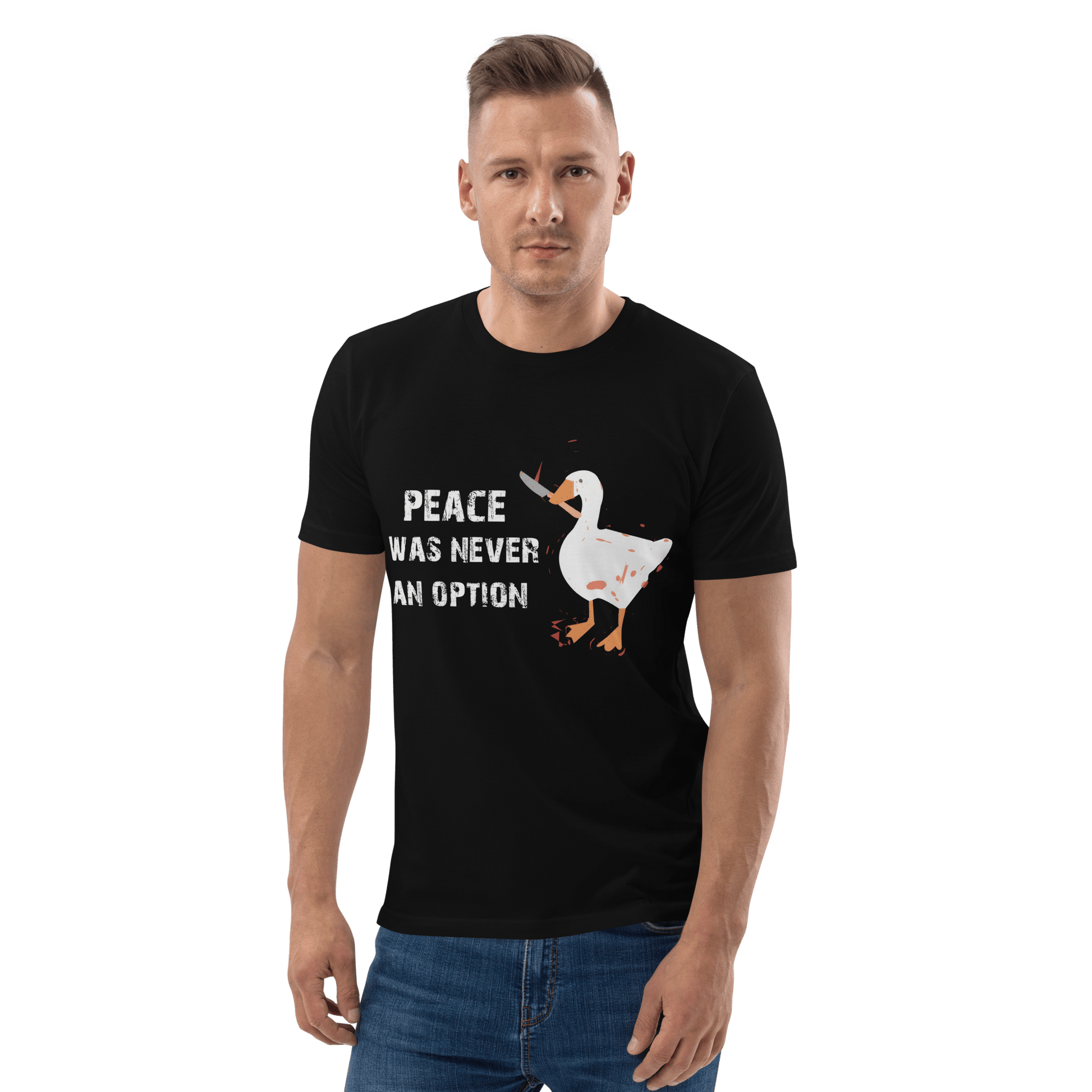 Peace Was Never An Option Premium Organic T-Shirt Meme - Dark Heather Grey | Shirtposting