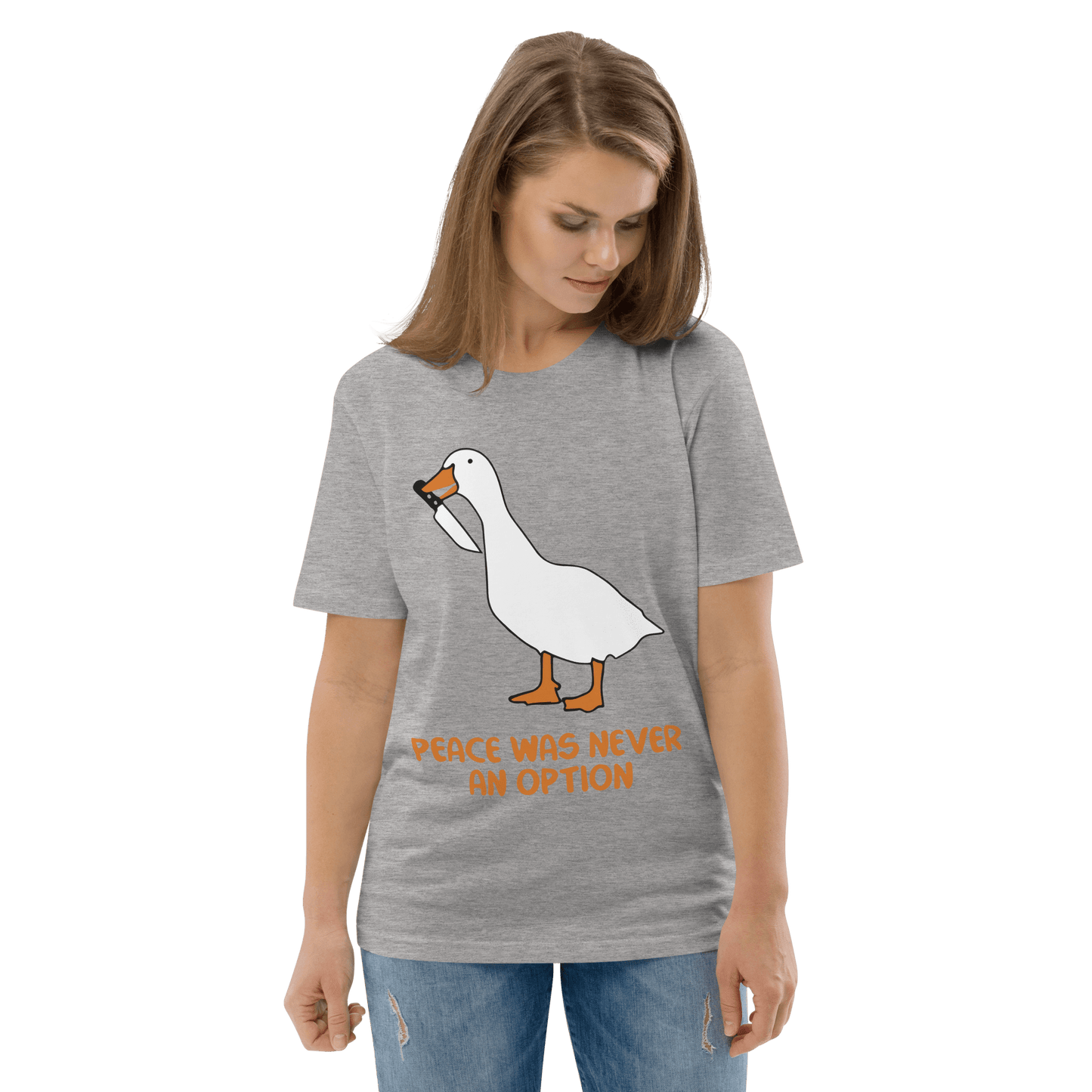 Peace Was Never An Option Premium Organic T-Shirt Meme - Dark Heather Grey | Shirtposting