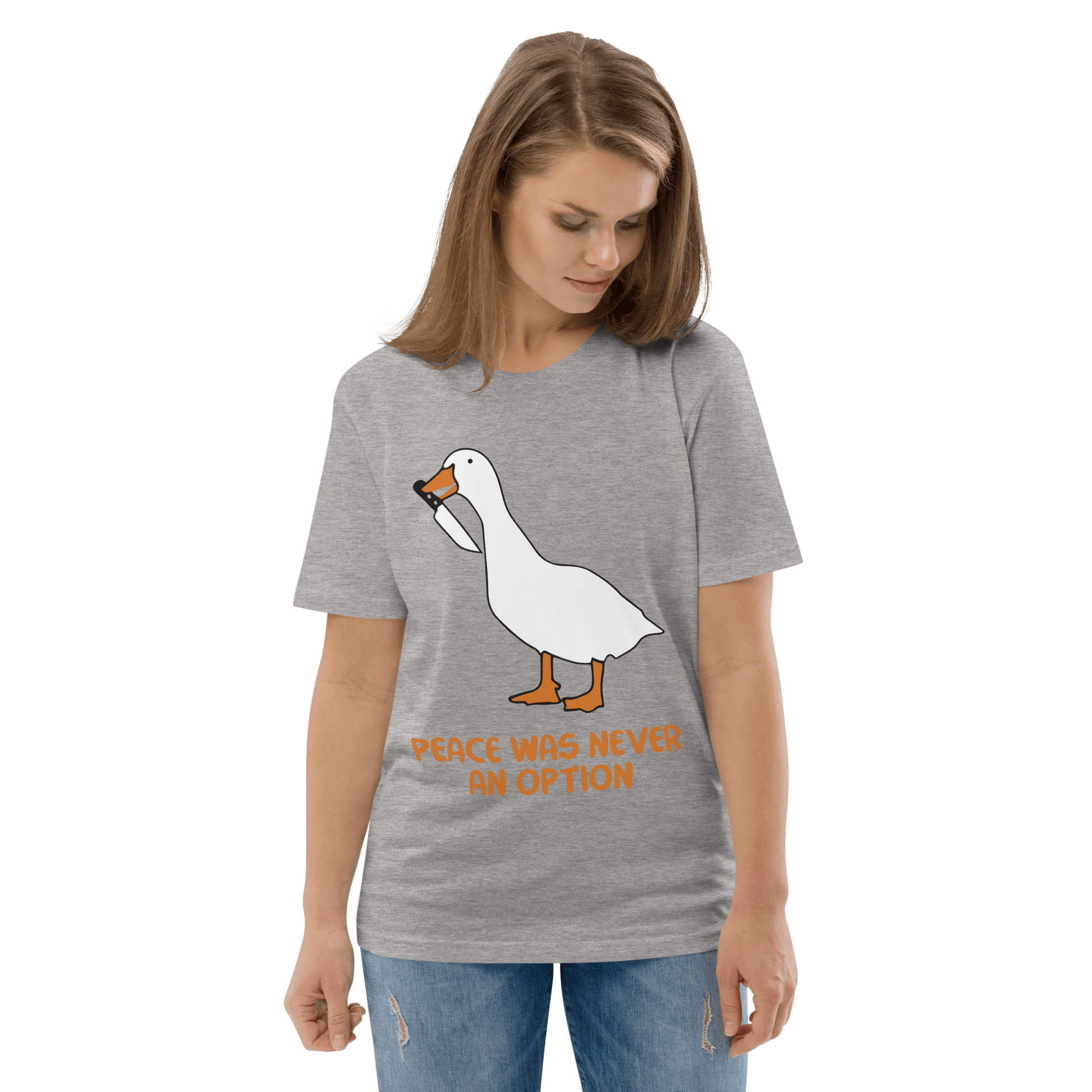 Peace Was Never An Option Premium Organic T-Shirt Meme - Dark Heather Grey | Shirtposting