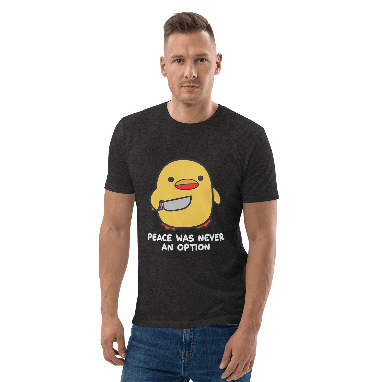 Peace Was Never An Option Premium Organic T-Shirt Meme - Dark Heather Grey | Shirtposting