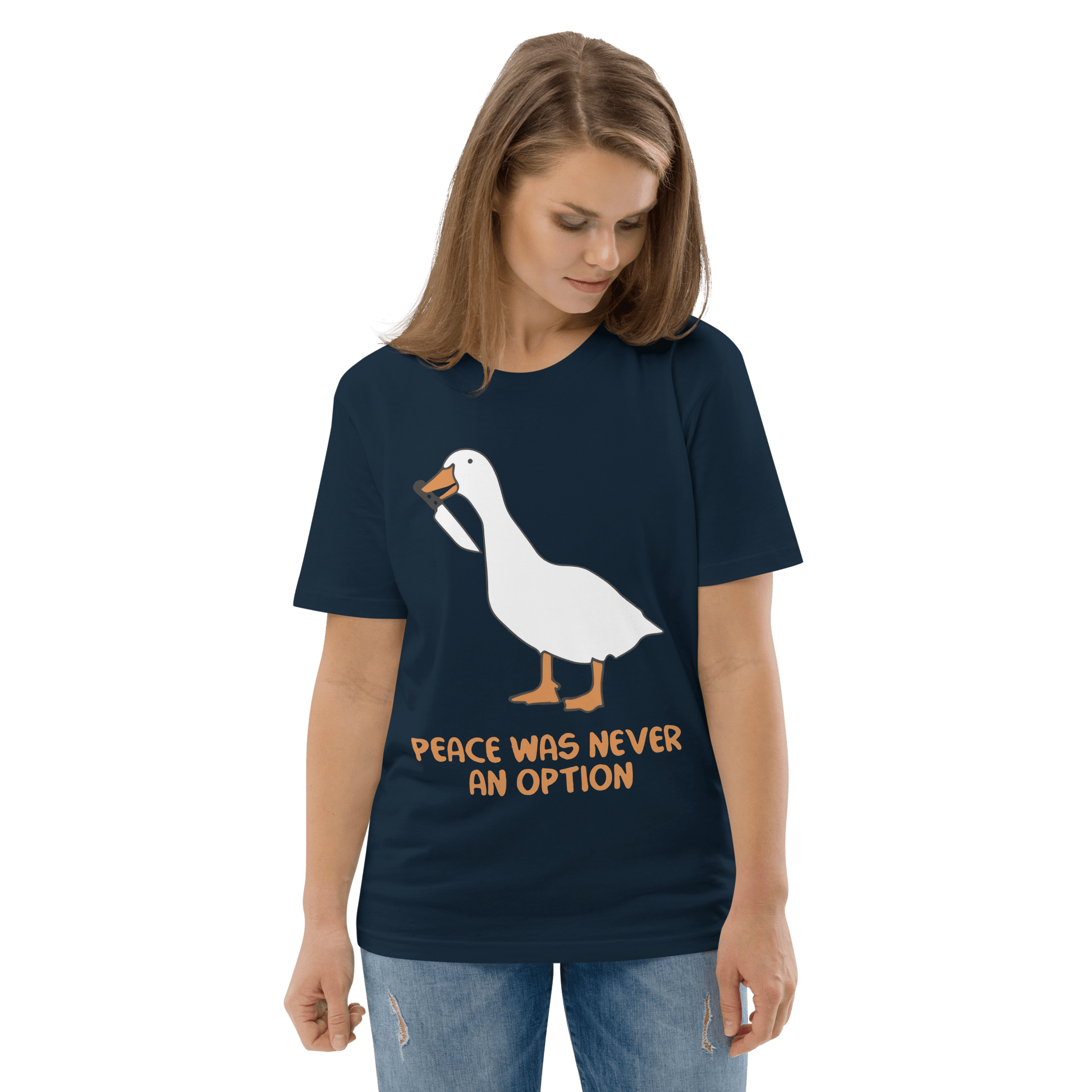 Peace Was Never An Option Premium Organic T-Shirt Meme - Dark Heather Grey | Shirtposting