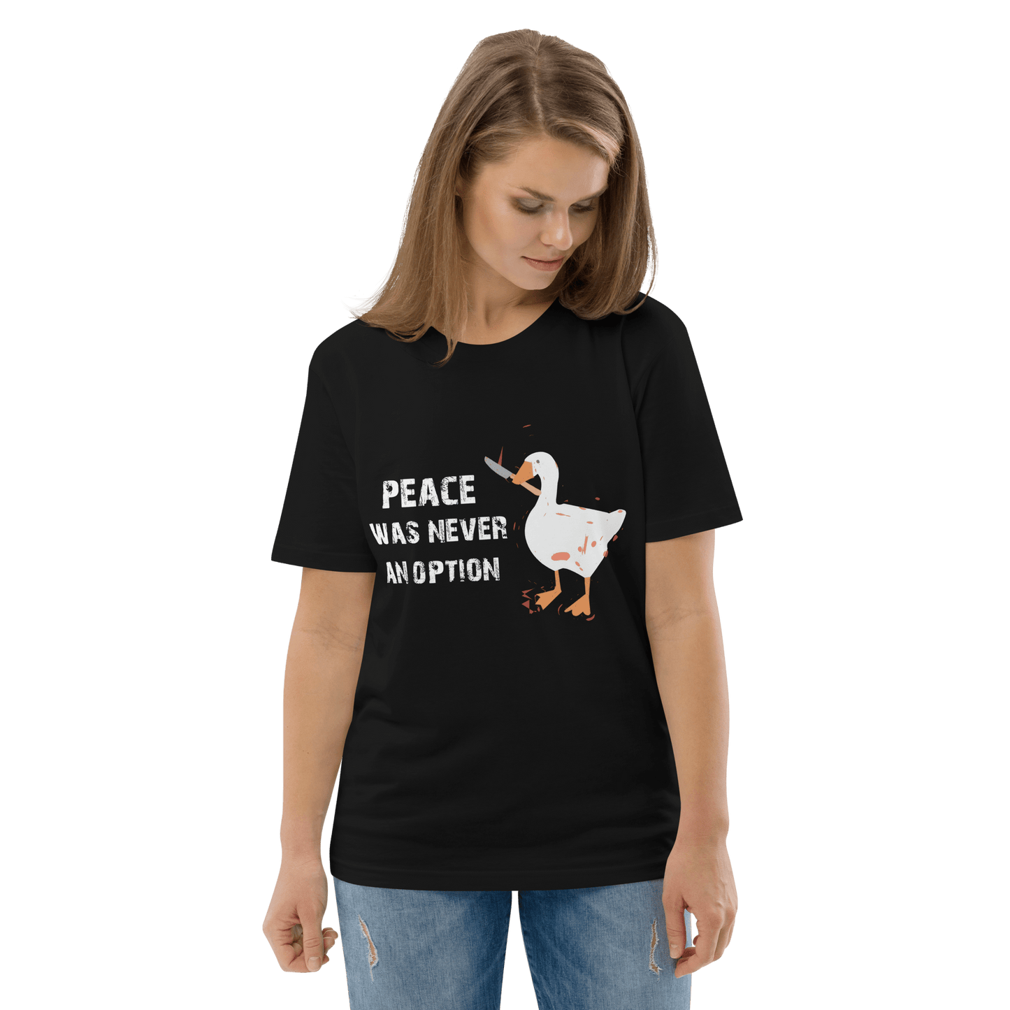 Peace Was Never An Option Premium Organic T-Shirt Meme - Dark Heather Grey | Shirtposting