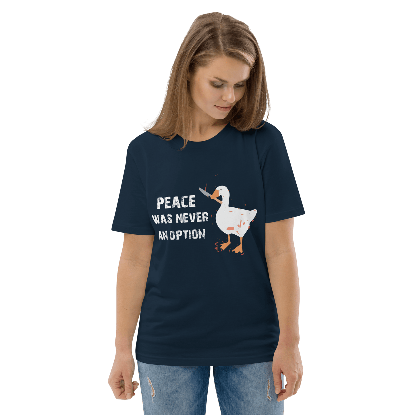 Peace Was Never An Option Premium Organic T-Shirt Meme - Dark Heather Grey | Shirtposting