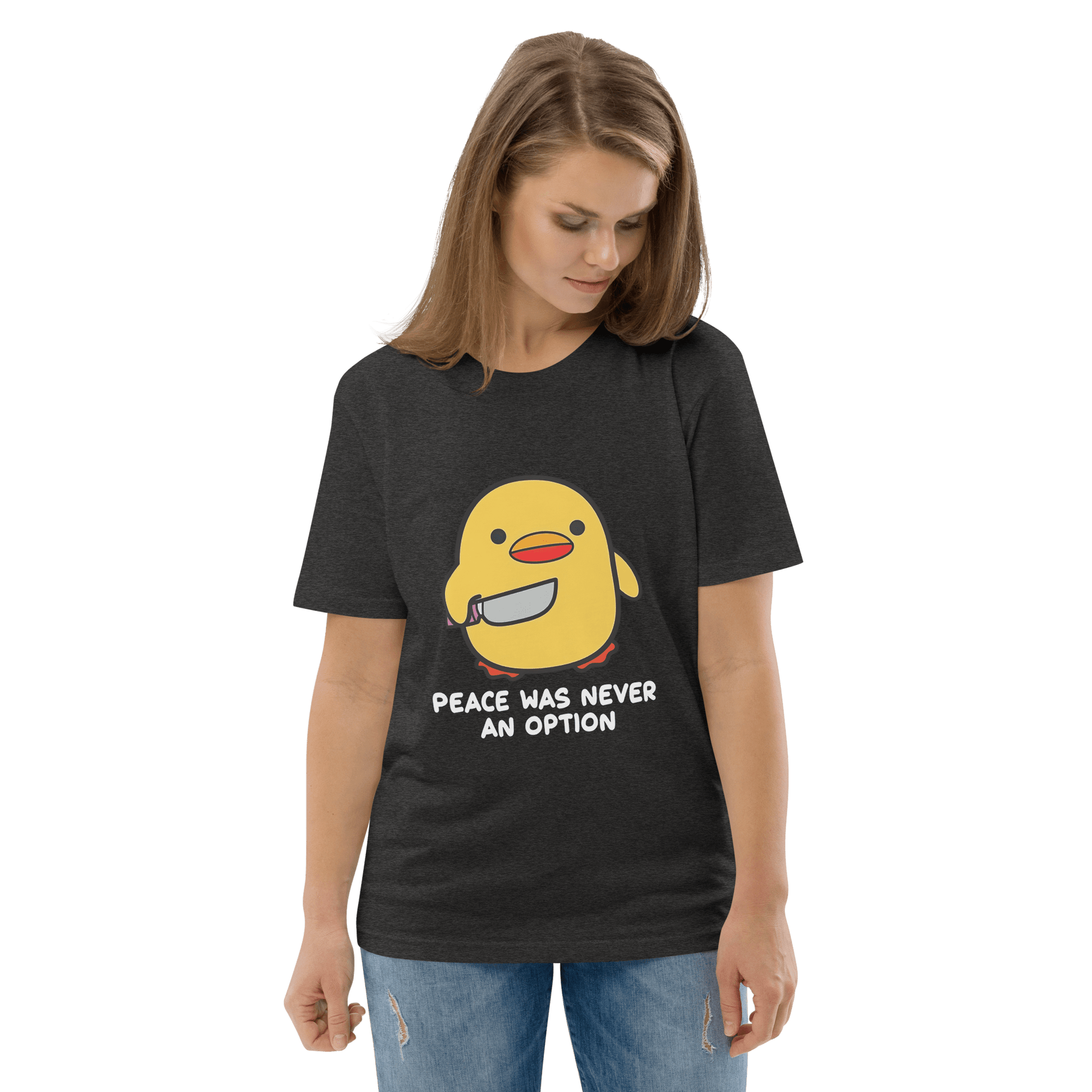 Peace Was Never An Option Premium Organic T-Shirt Meme - Dark Heather Grey | Shirtposting