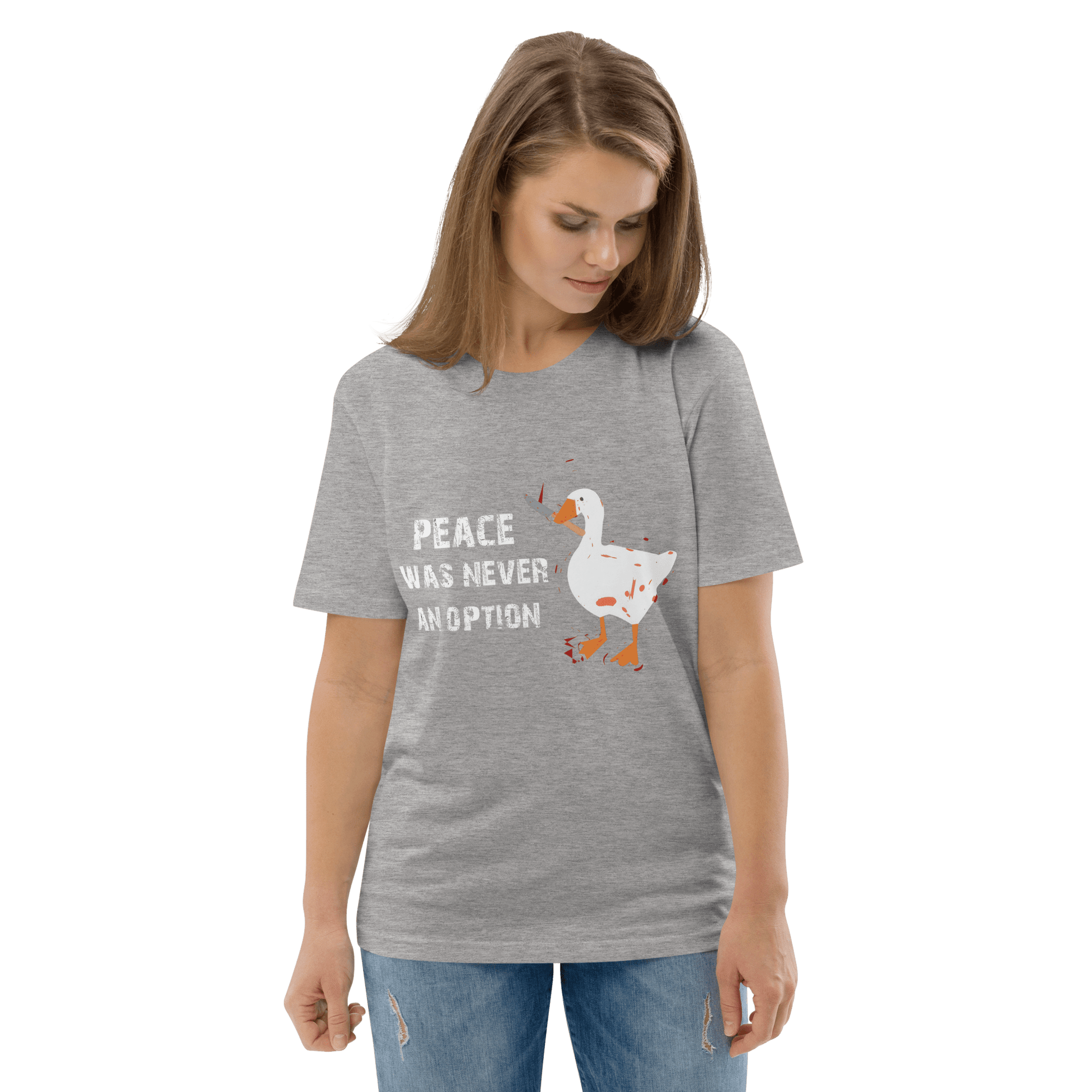 Peace Was Never An Option Premium Organic T-Shirt Meme - Dark Heather Grey | Shirtposting