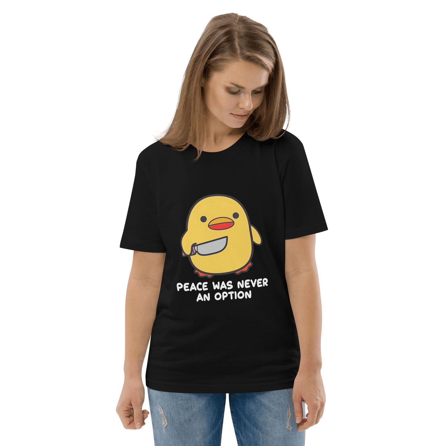 Peace Was Never An Option Premium Organic T-Shirt Meme - Dark Heather Grey | Shirtposting