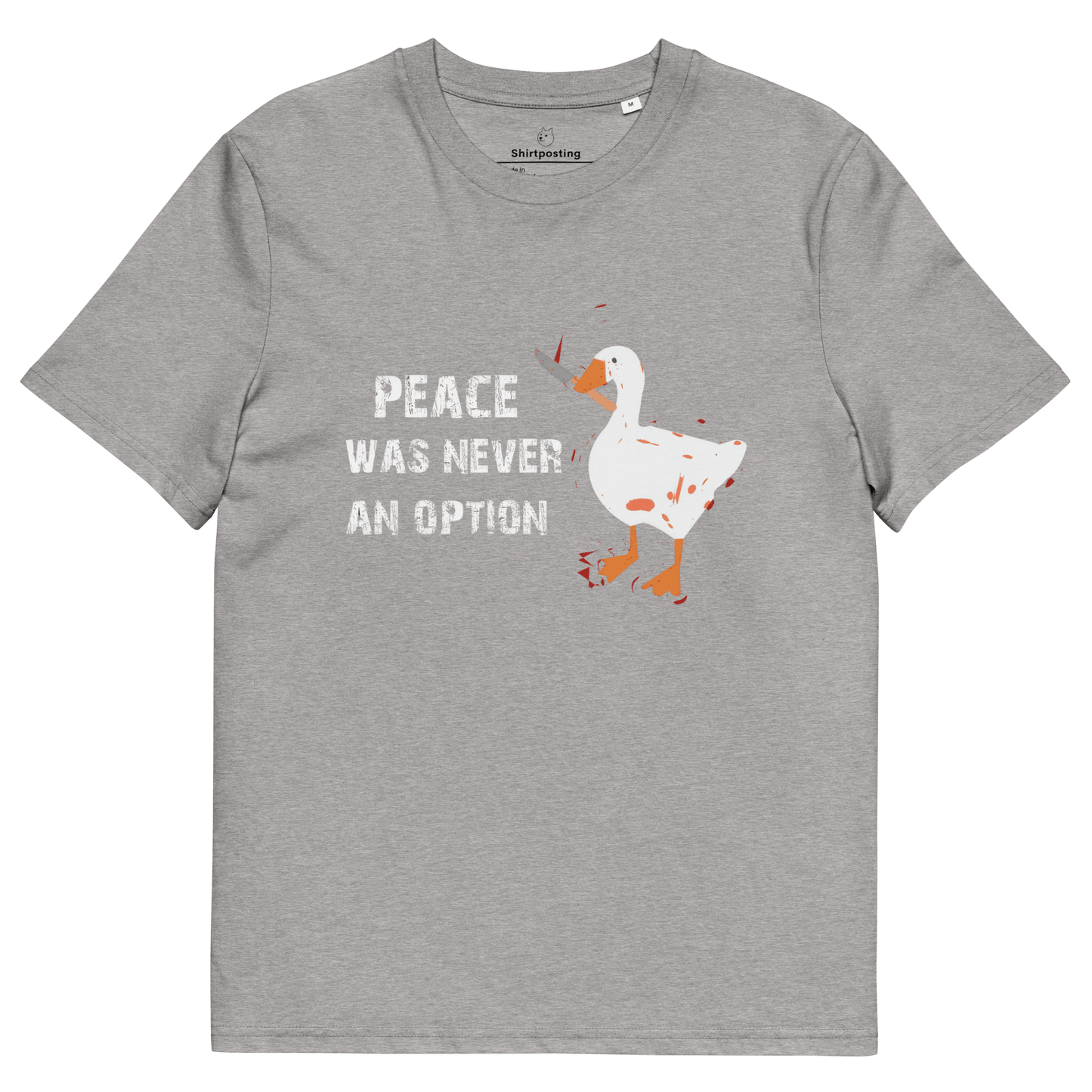 Peace Was Never An Option Premium Organic T-Shirt Meme - Heather Grey | Shirtposting