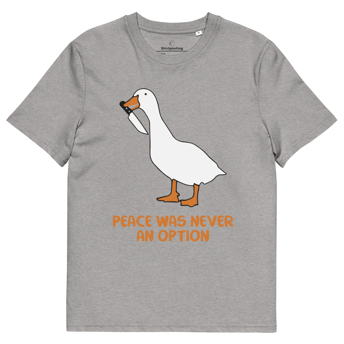 Peace Was Never An Option Premium Organic T-Shirt Meme - Heather Grey | Shirtposting