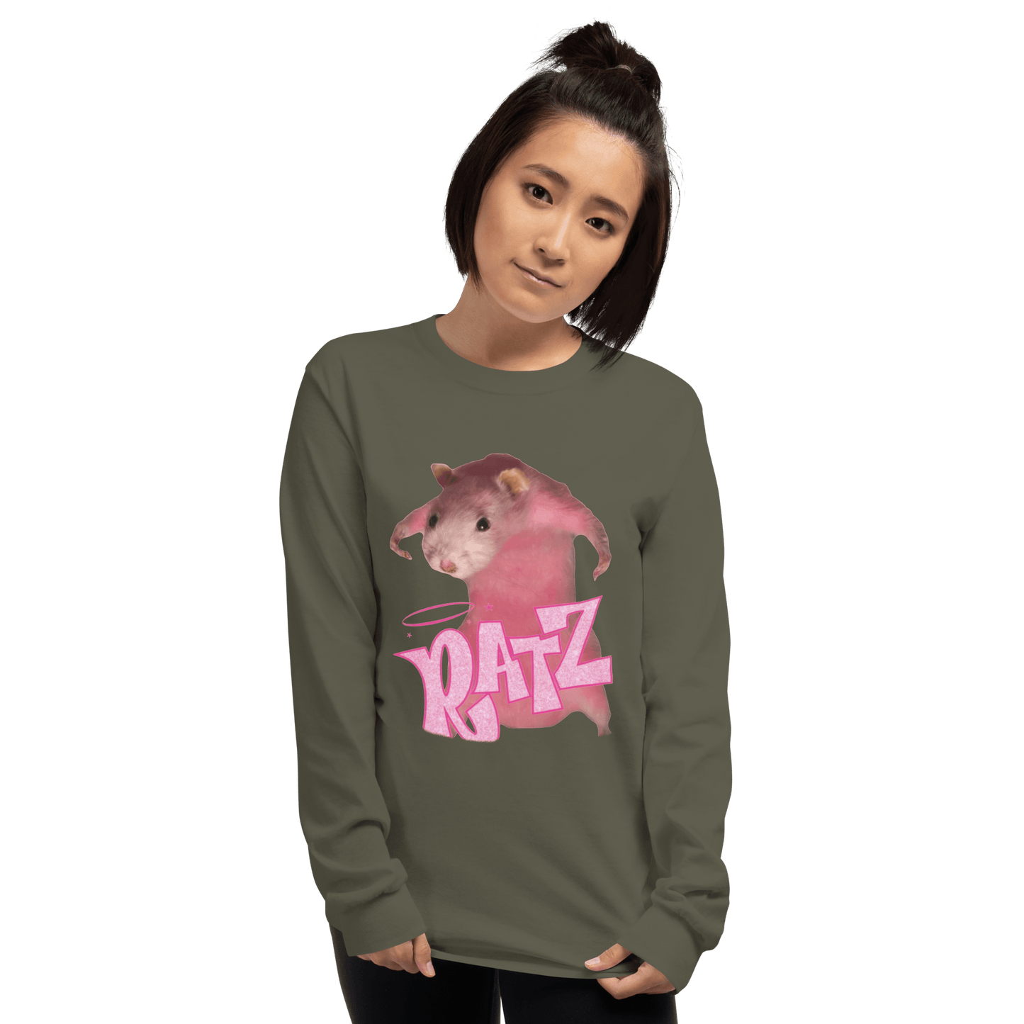 Ratz Meme Long Sleeve T-Shirt Meme - Military Green | Shirtposting
