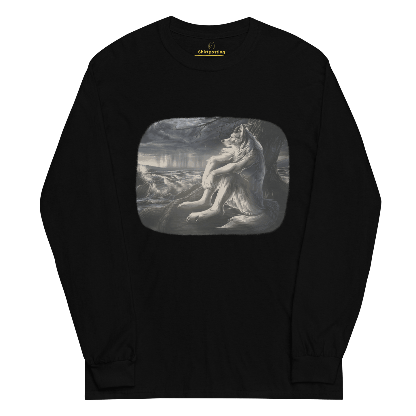 Sigma Wolf Long Sleeve T-Shirt Meme - Black | Shirtposting