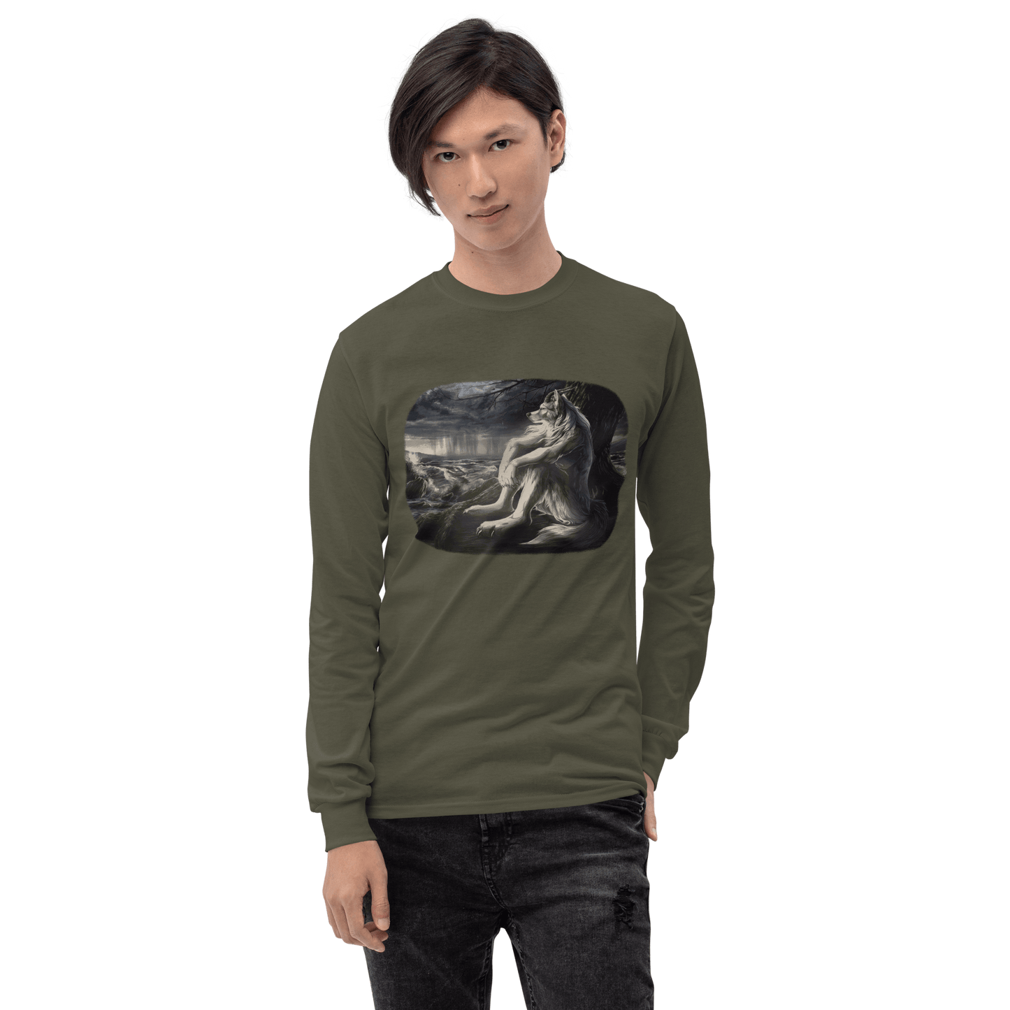 Sigma Wolf Long Sleeve T-Shirt Meme - Sport Grey | Shirtposting