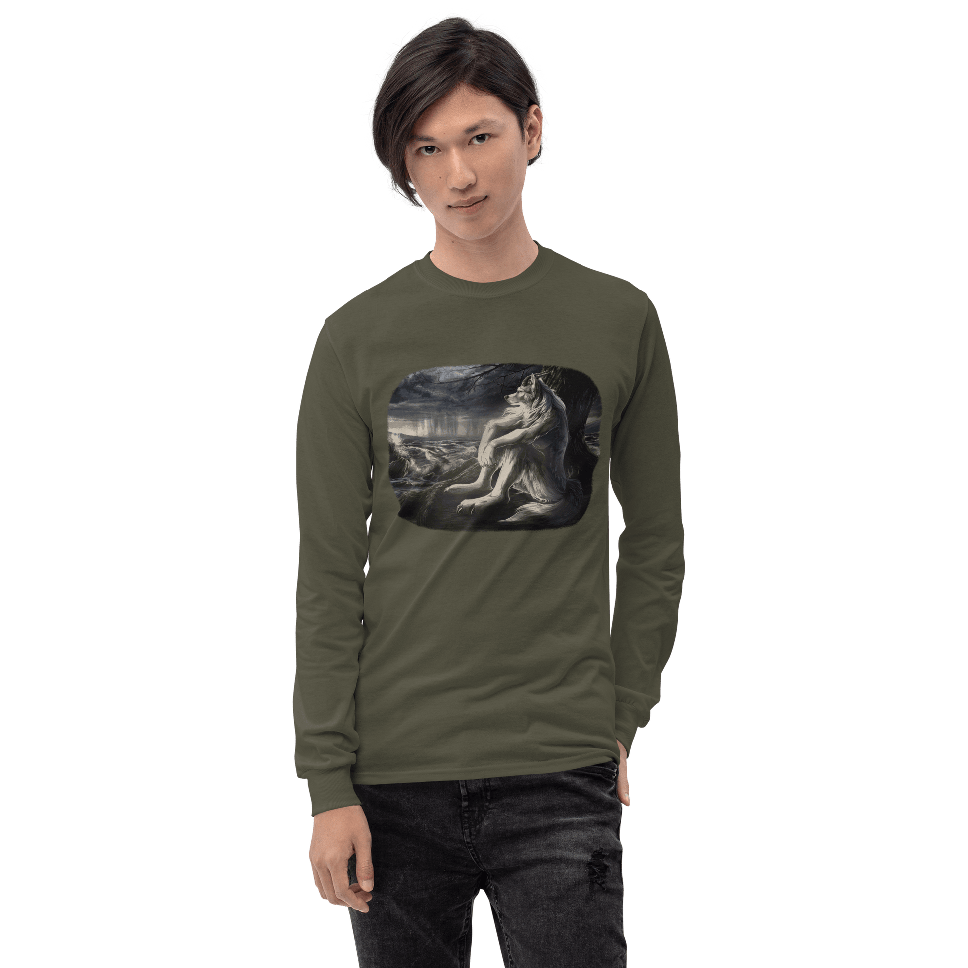 Sigma Wolf Long Sleeve T-Shirt Meme - Sport Grey | Shirtposting