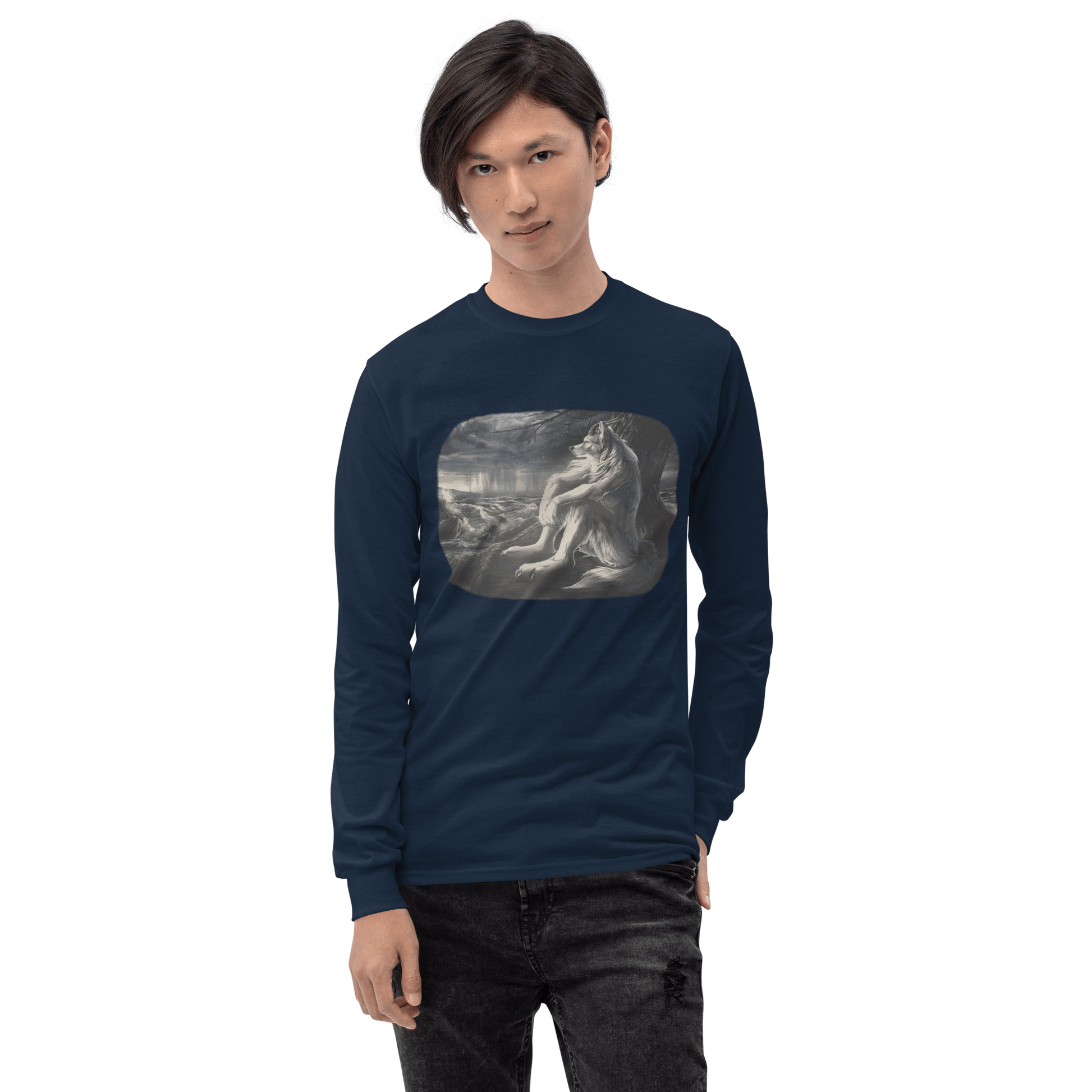 Sigma Wolf Long Sleeve T-Shirt Meme - Sport Grey | Shirtposting