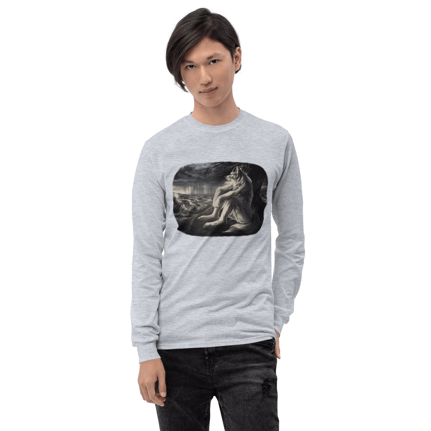 Sigma Wolf Long Sleeve T-Shirt Meme - Sport Grey | Shirtposting