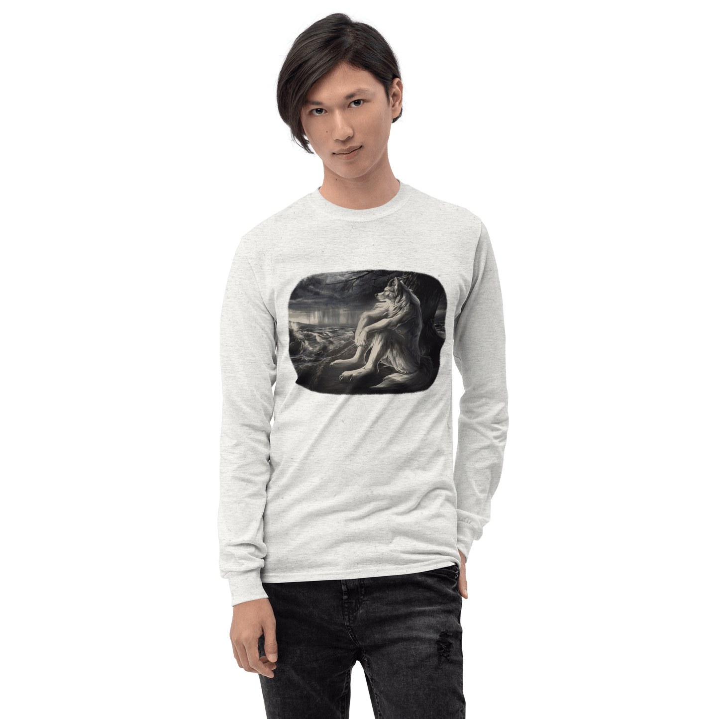 Sigma Wolf Long Sleeve T-Shirt Meme - Sport Grey | Shirtposting