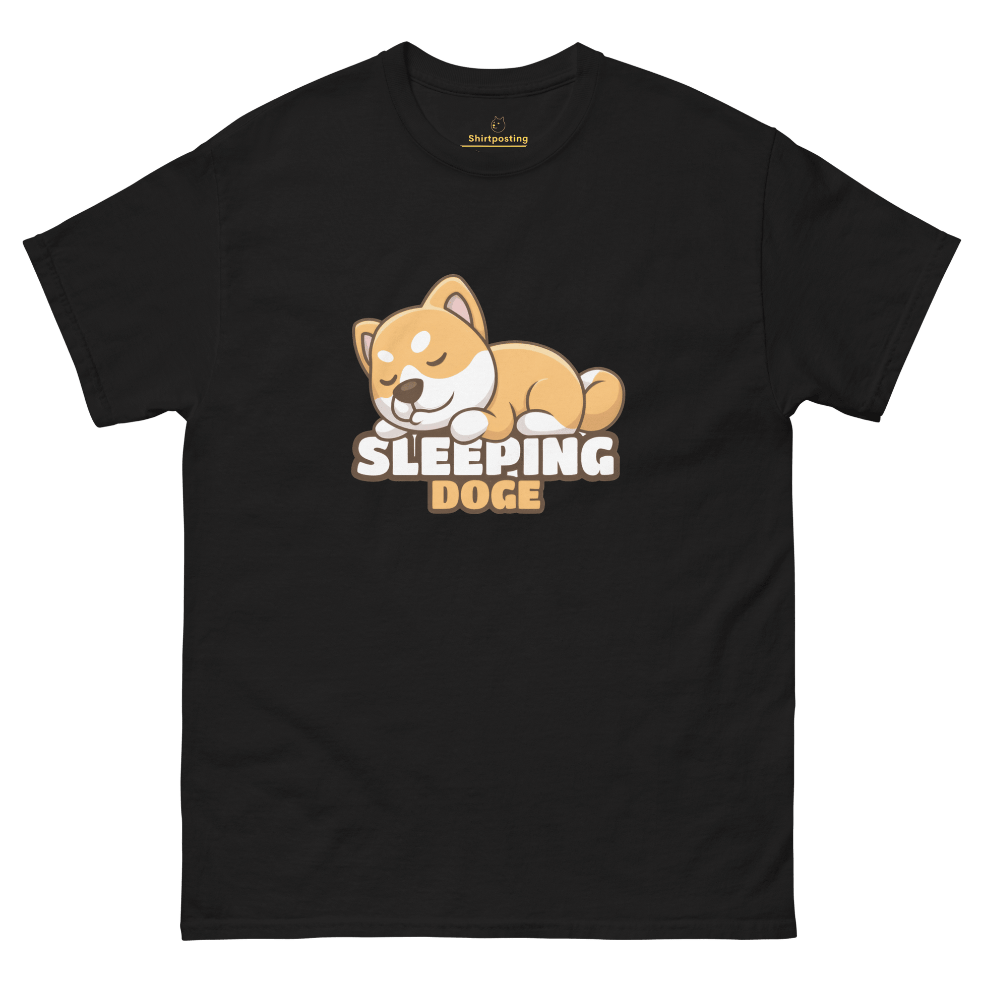 Sleeping Doge Classic T-Shirt Meme - Black | Shirtposting