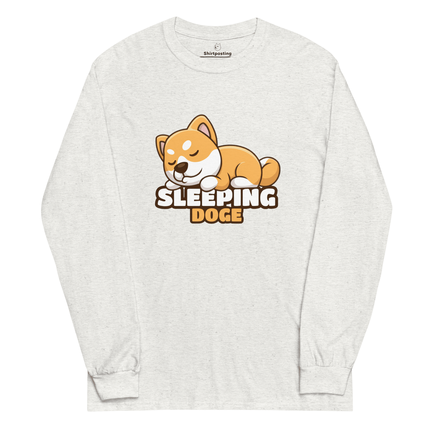 Sleeping Doge Long Sleeve T-Shirt Meme - Ash | Shirtposting