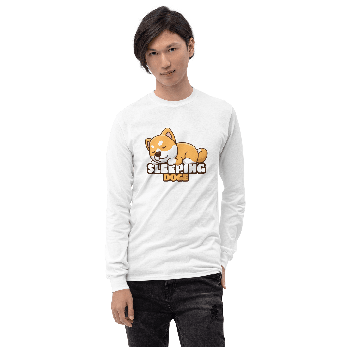 Sleeping Doge Long Sleeve T-Shirt Meme - Sport Grey | Shirtposting