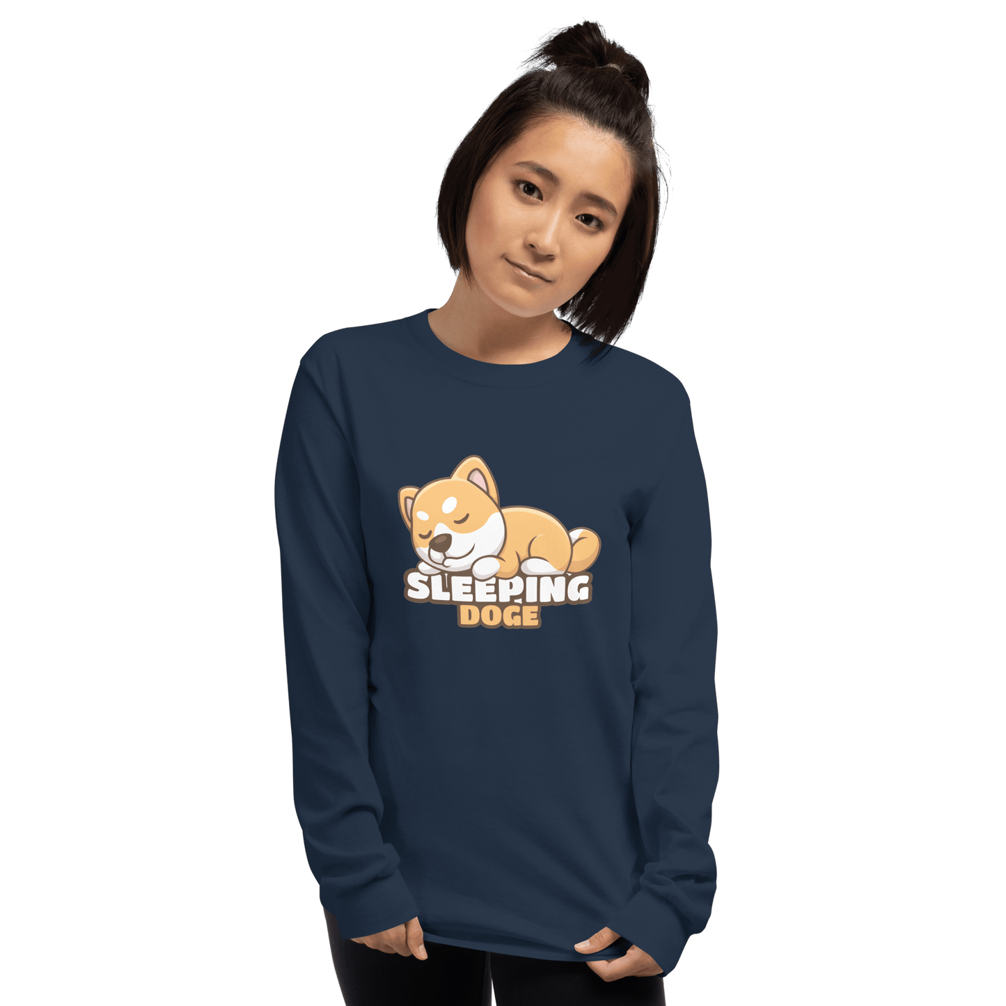 Sleeping Doge Long Sleeve T-Shirt Meme - Sport Grey | Shirtposting