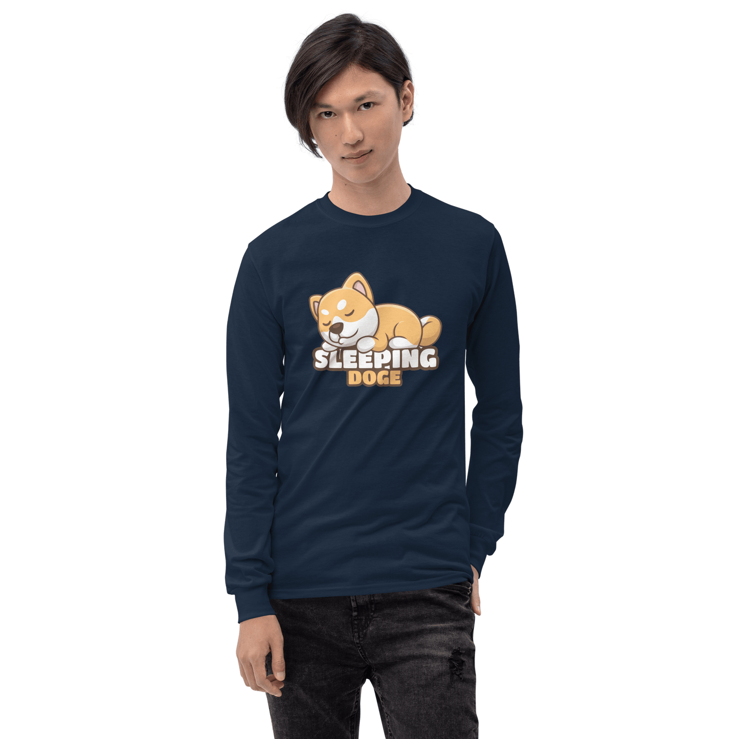 Sleeping Doge Long Sleeve T-Shirt Meme - Sport Grey | Shirtposting
