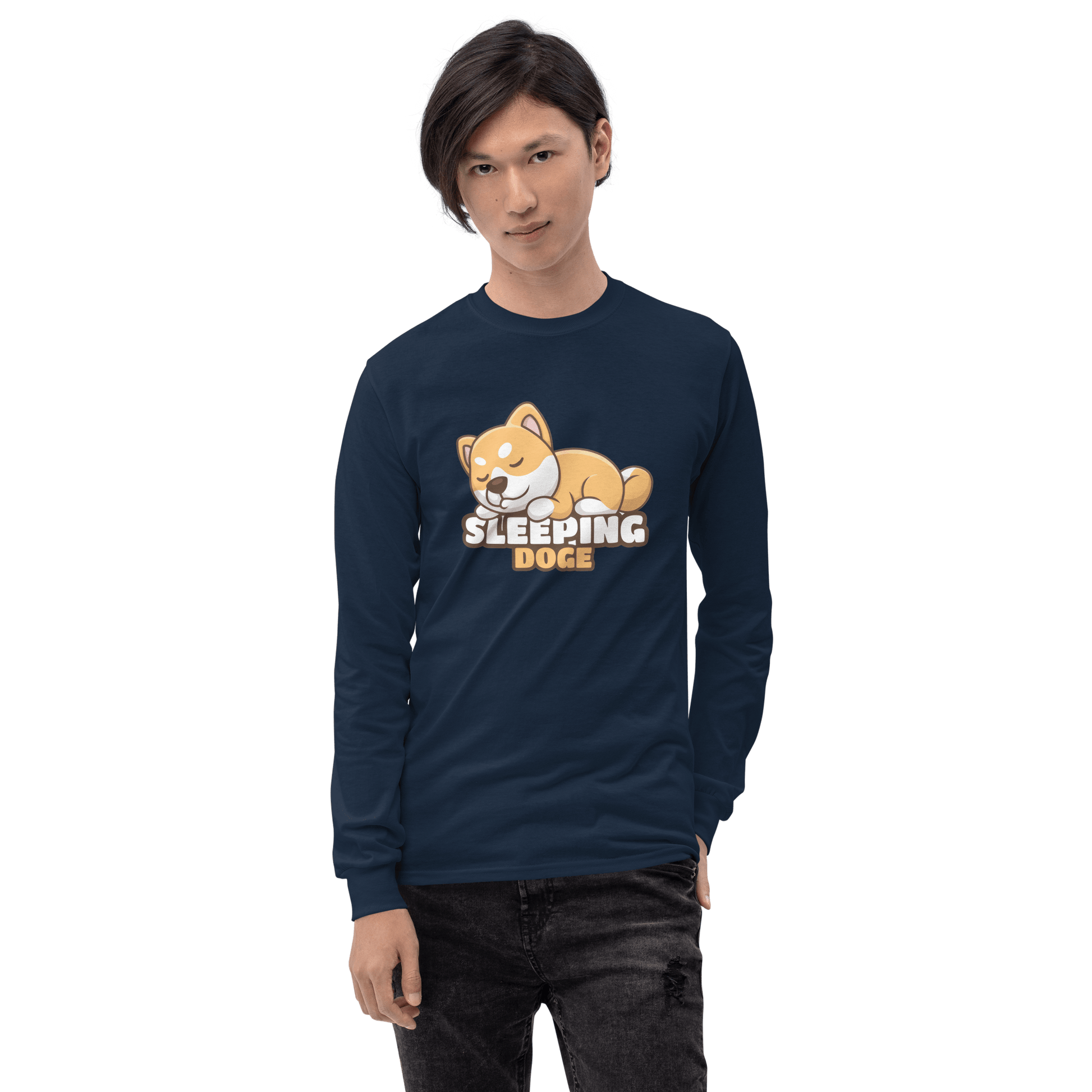 Sleeping Doge Long Sleeve T-Shirt Meme - Sport Grey | Shirtposting