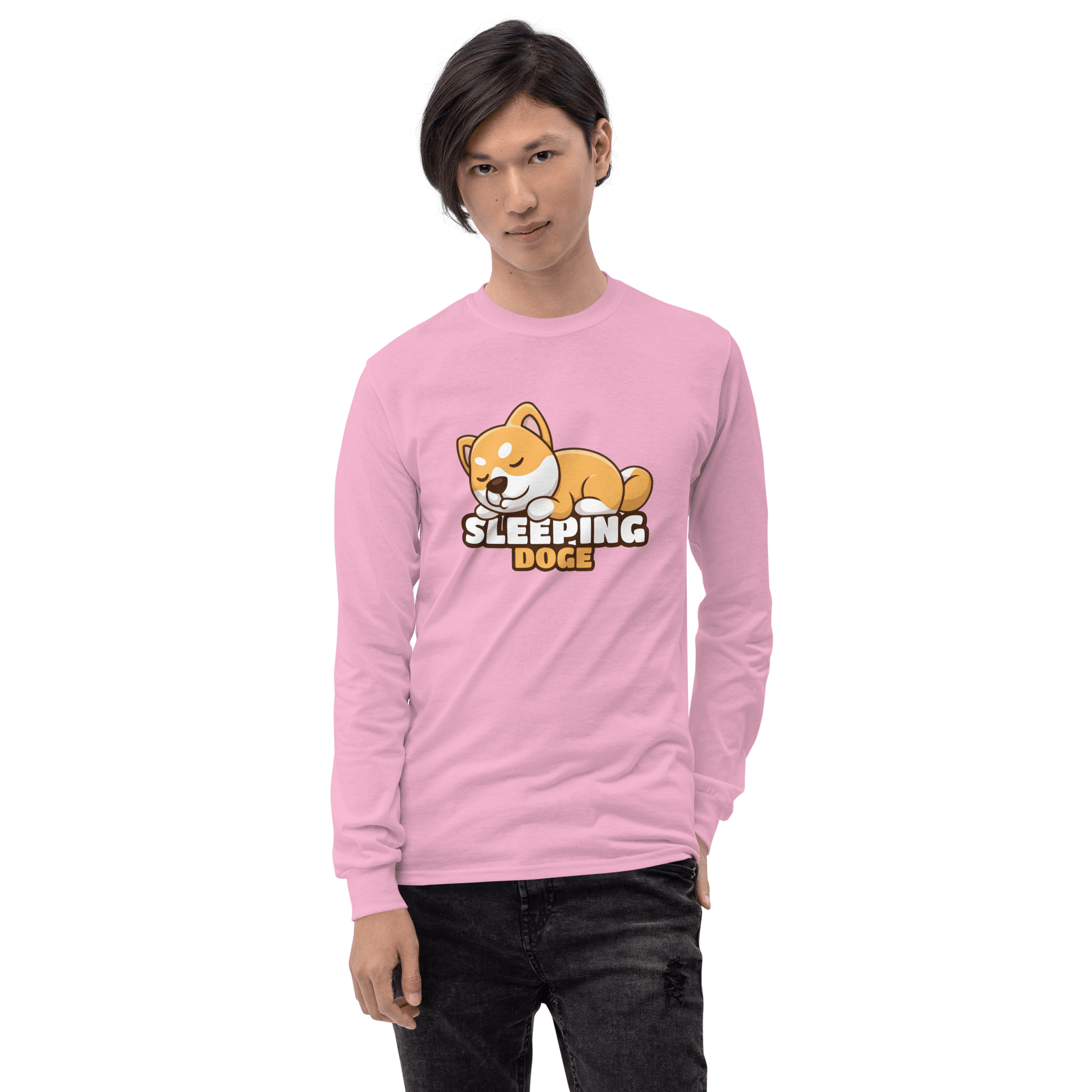 Sleeping Doge Long Sleeve T-Shirt Meme - Sport Grey | Shirtposting