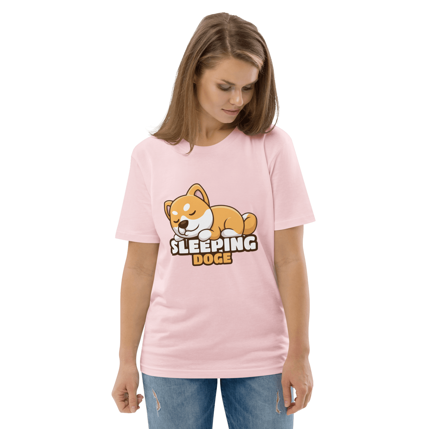 Sleeping Doge Premium Organic T-Shirt Meme - Cotton Pink | Shirtposting