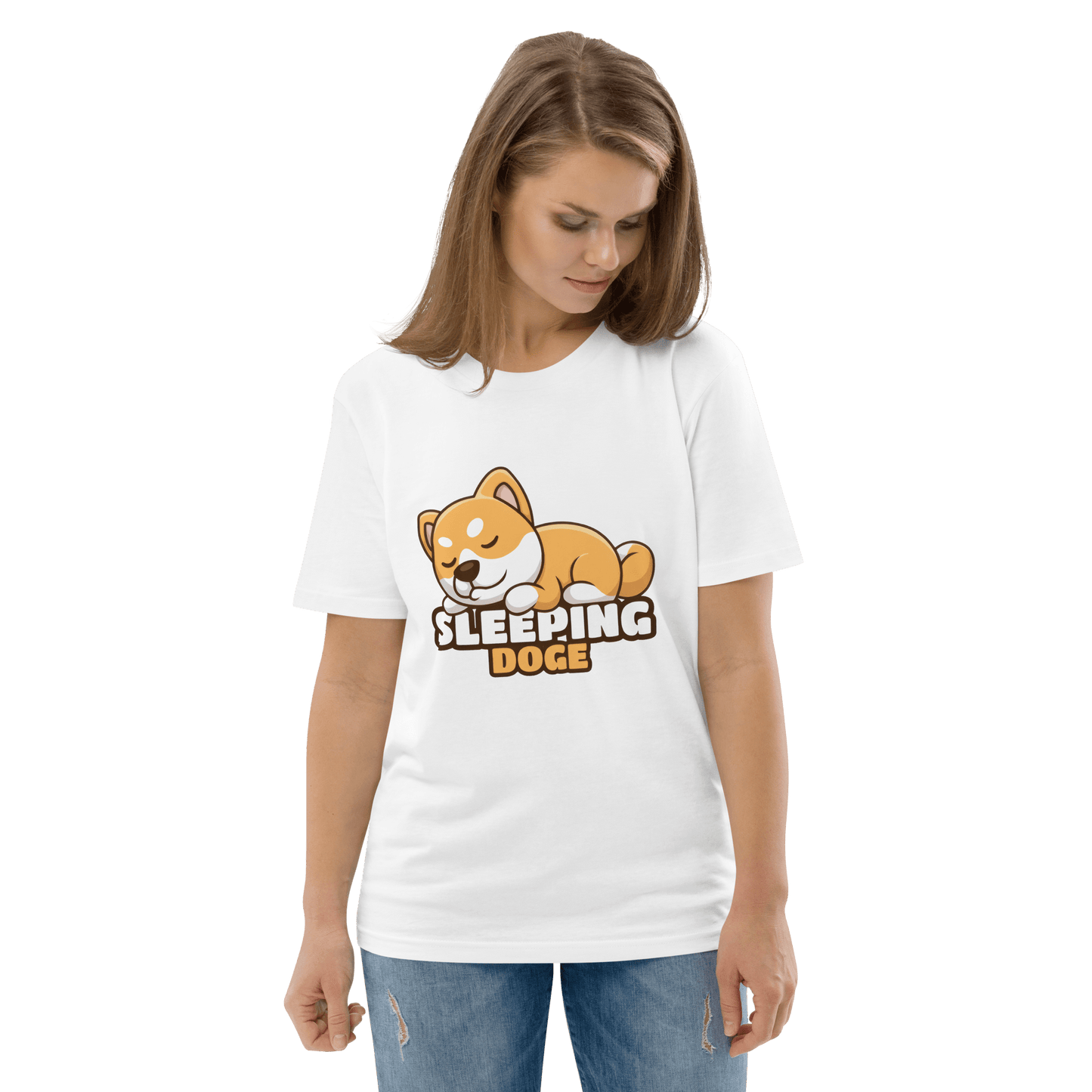 Sleeping Doge Premium Organic T-Shirt Meme - Cotton Pink | Shirtposting