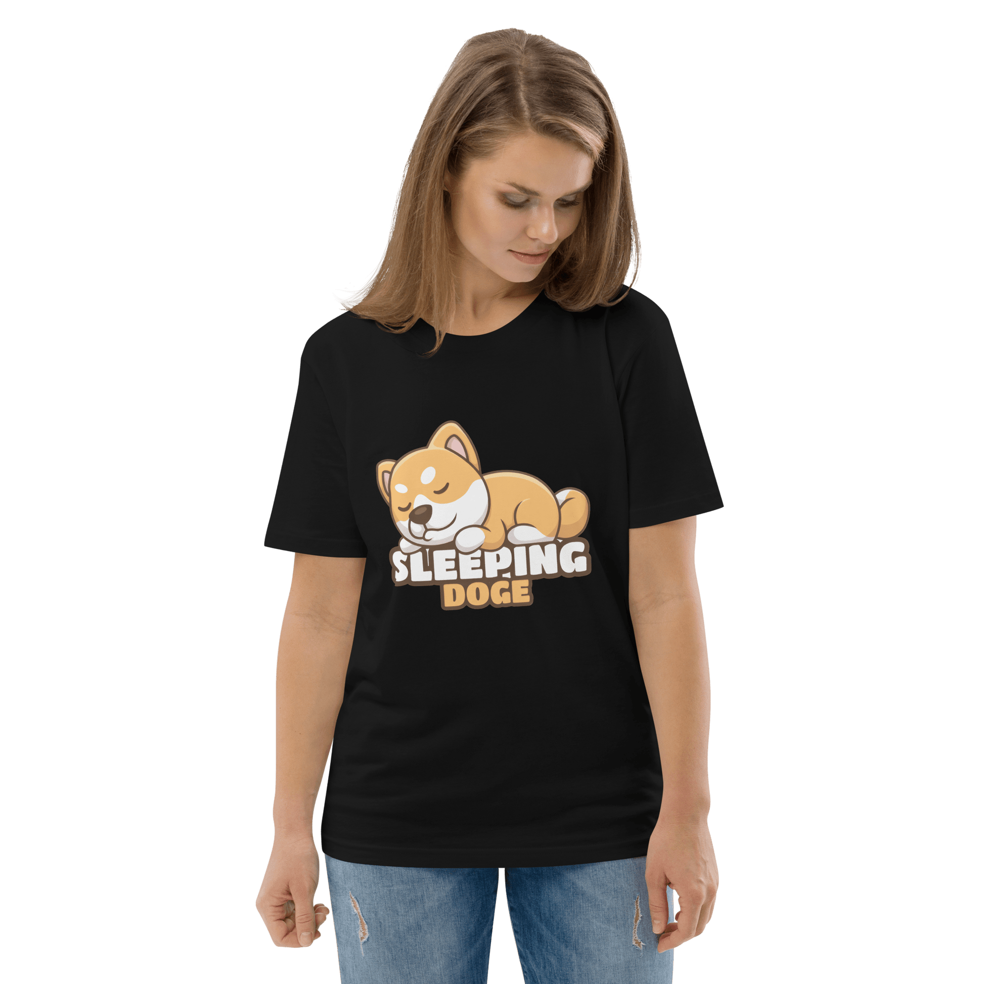 Sleeping Doge Premium Organic T-Shirt Meme - Cotton Pink | Shirtposting