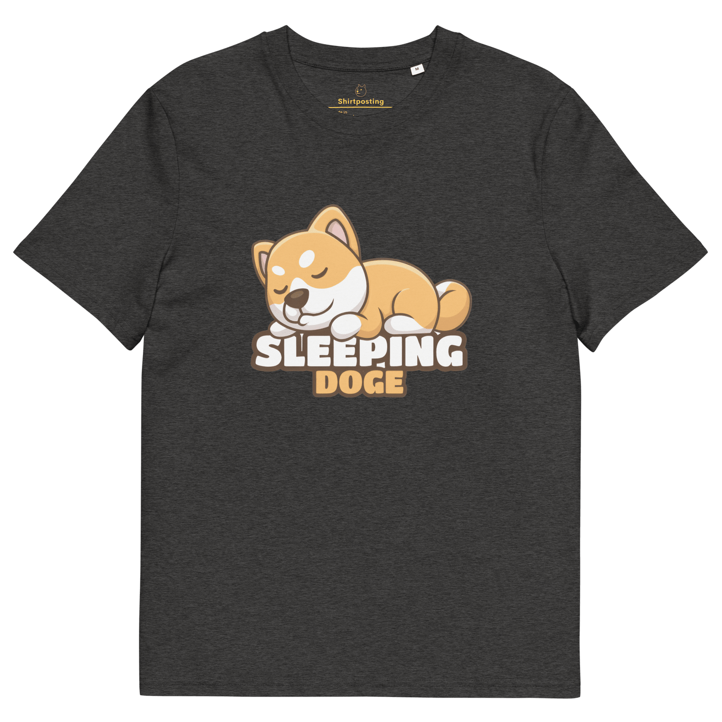 Sleeping Doge Premium Organic T-Shirt Meme - Dark Heather Grey | Shirtposting