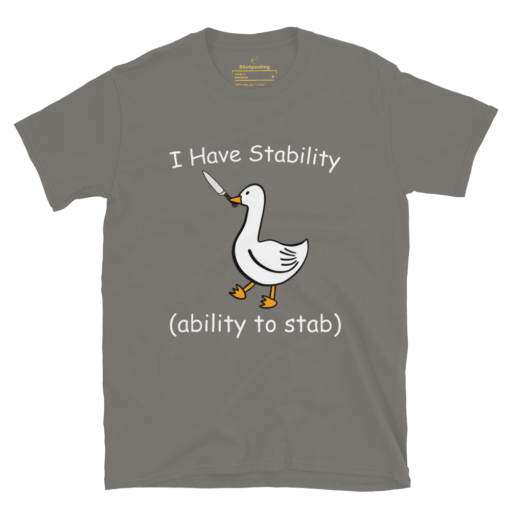 Stability Classic T-Shirt Meme - Charcoal | Shirtposting