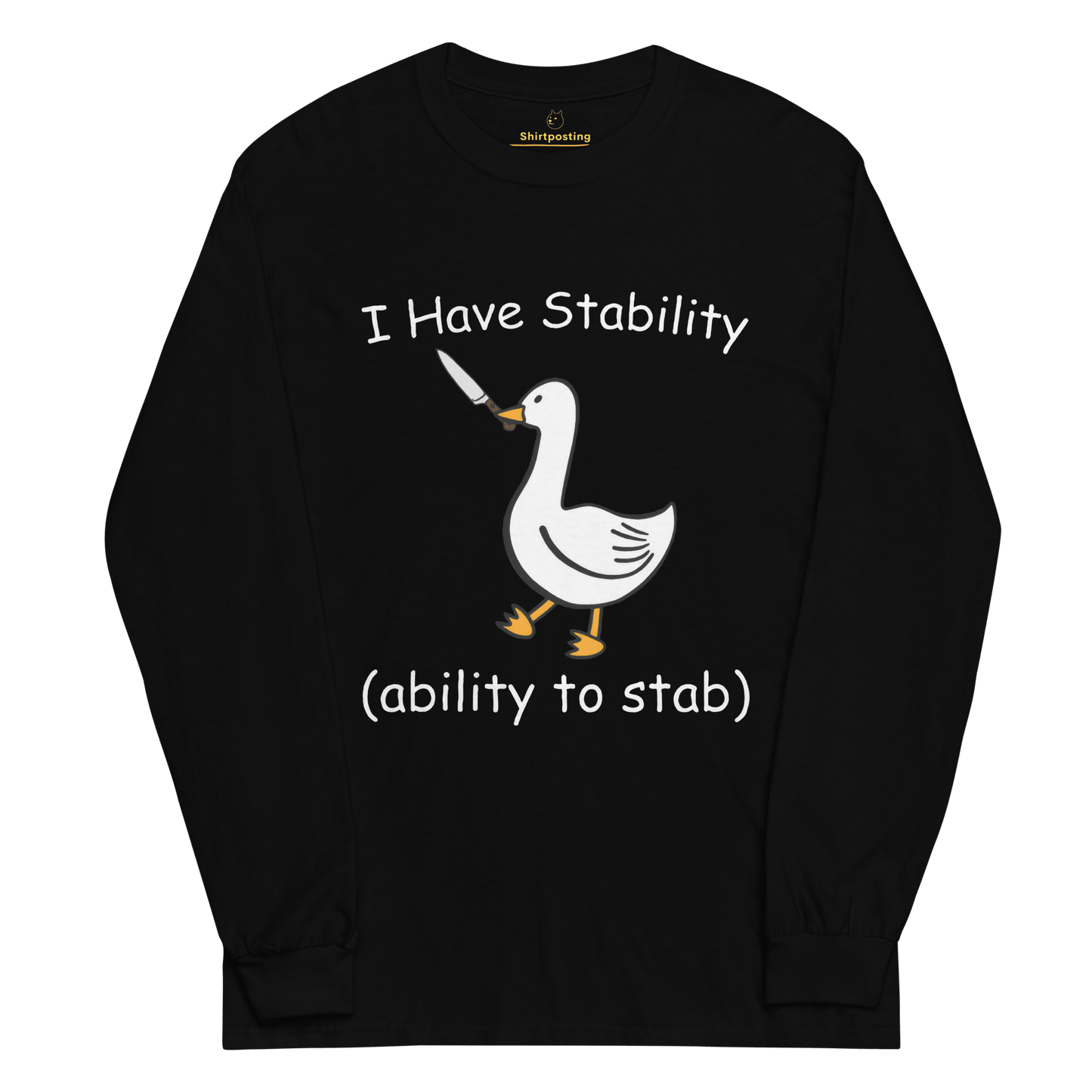 Stability Long Sleeve T-Shirt Meme - Black | Shirtposting