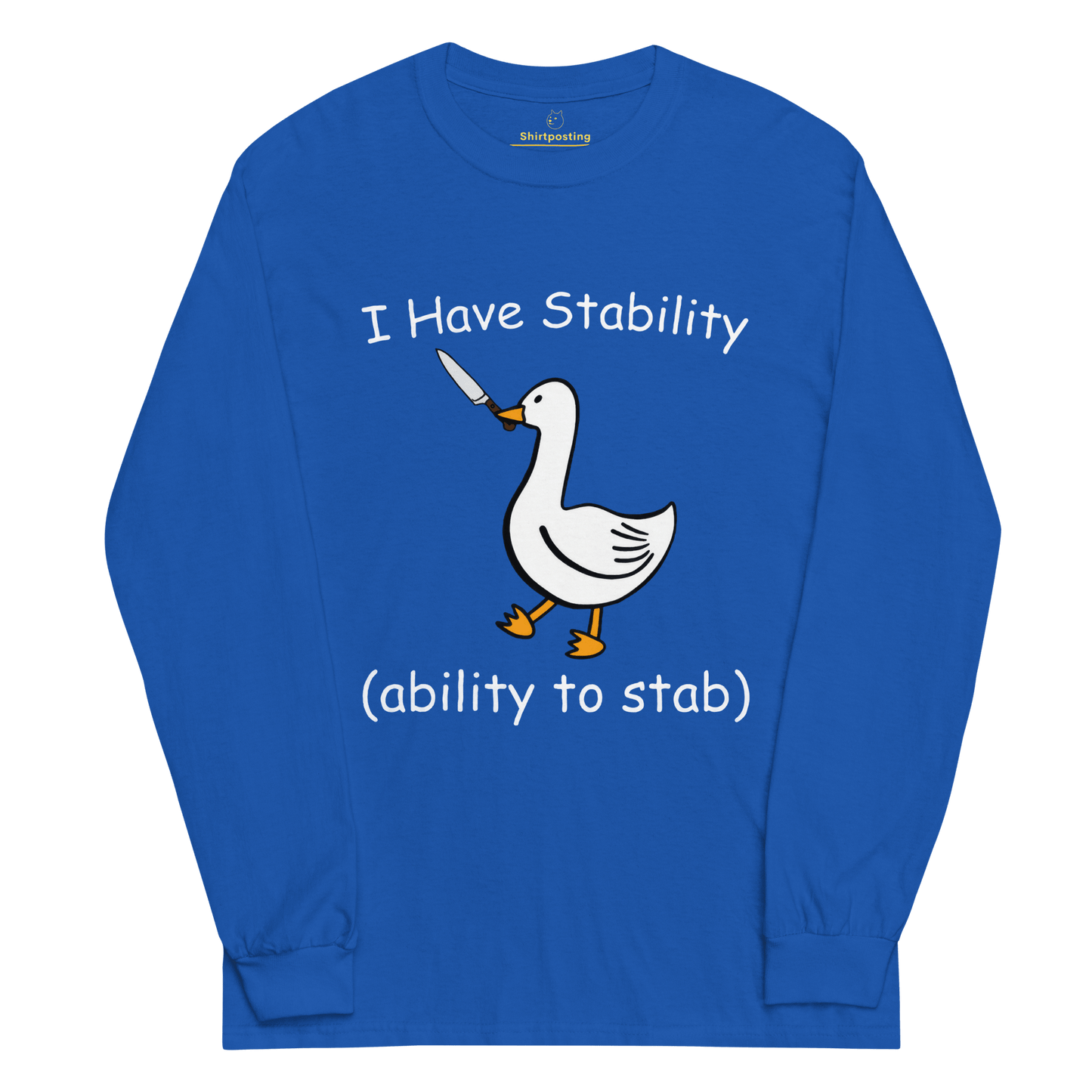 Stability Long Sleeve T-Shirt Meme - Royal | Shirtposting