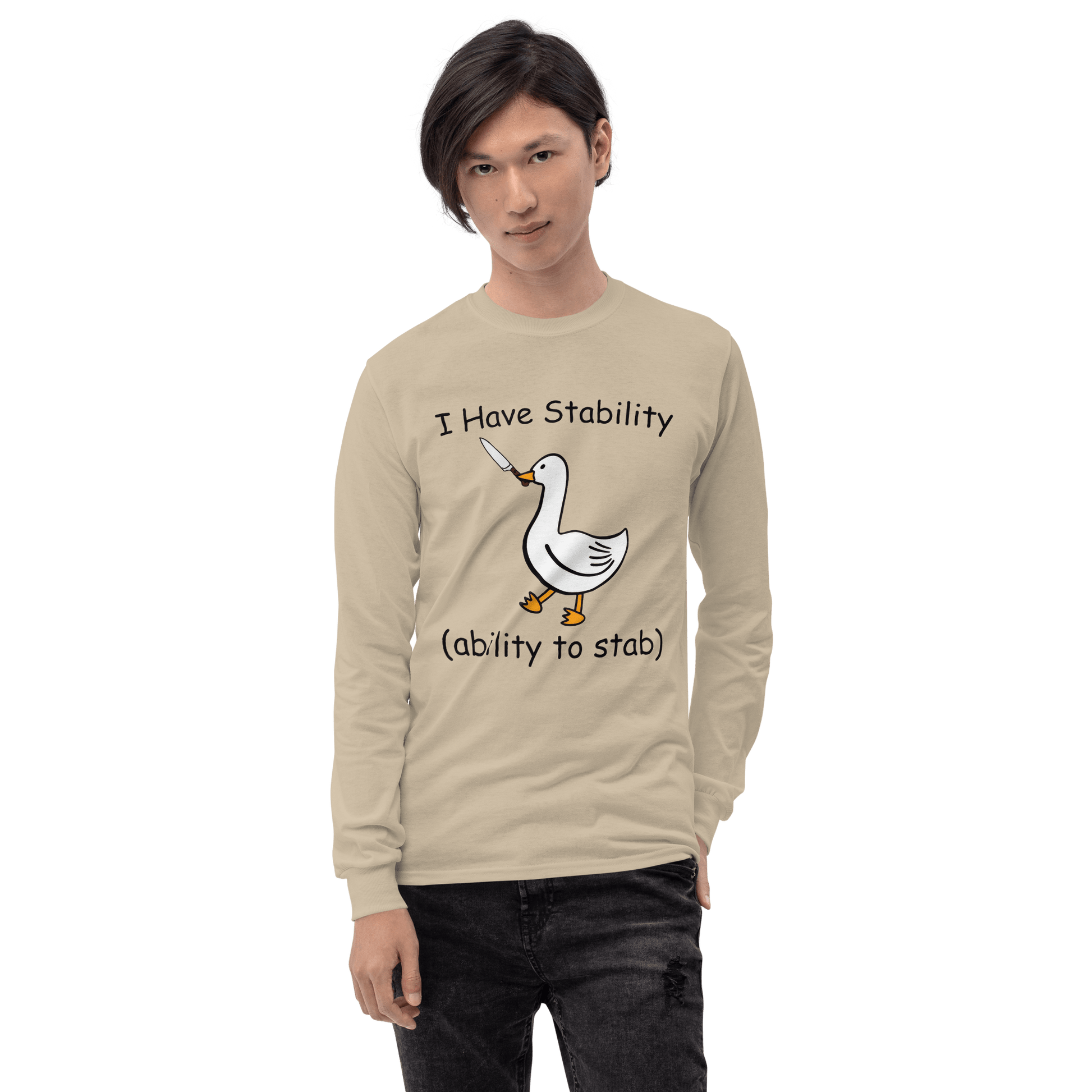Stability Long Sleeve T-Shirt Meme - Sand | Shirtposting