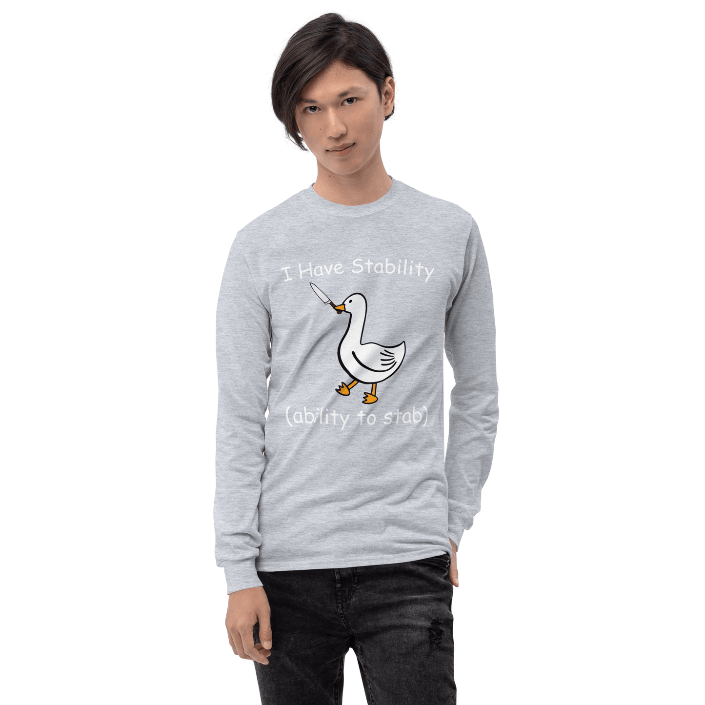 Stability Long Sleeve T-Shirt Meme - Sport Grey | Shirtposting